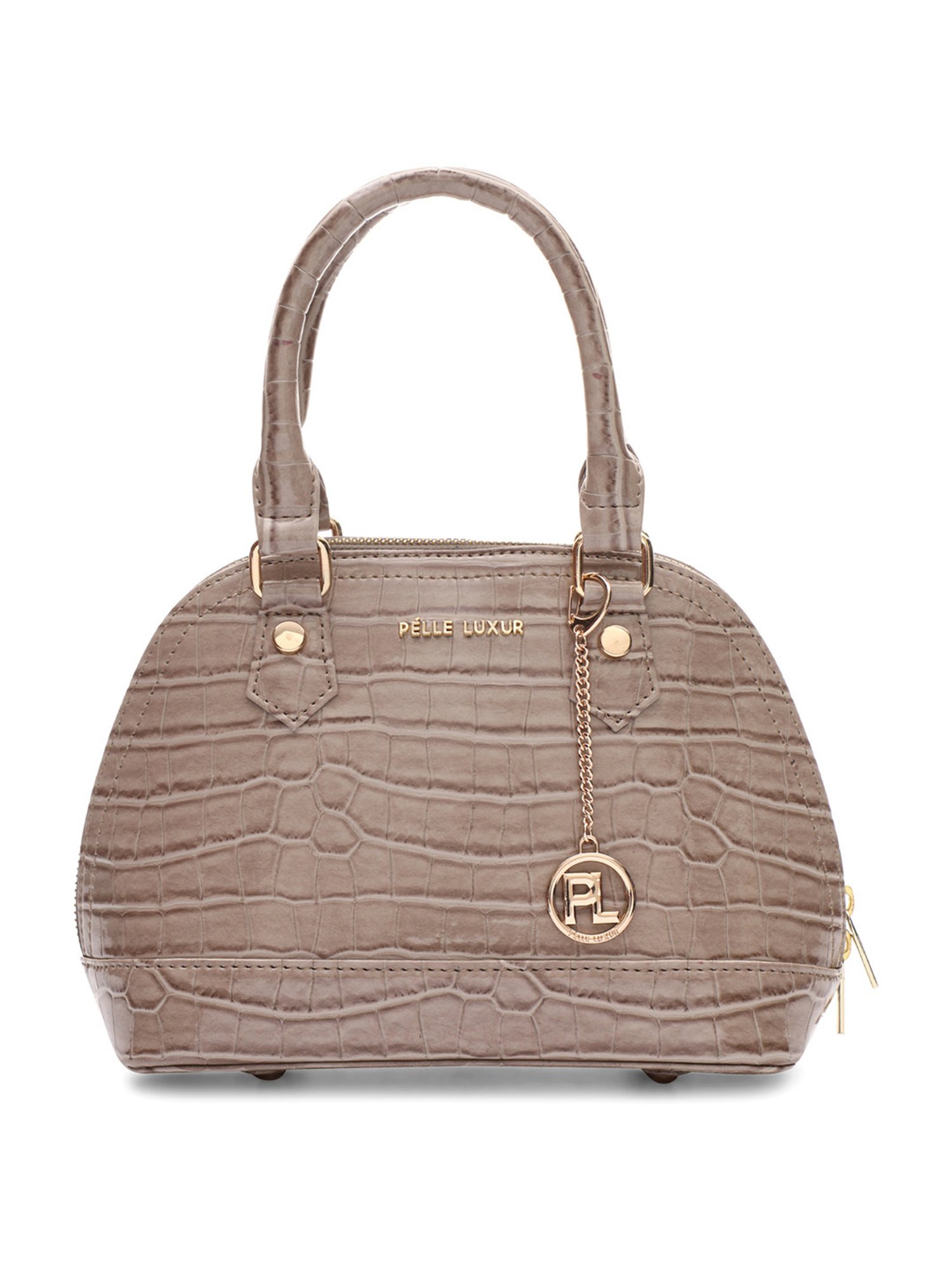 PELLE LUXUR Mushroom Brown Textured Small Purse Handbag