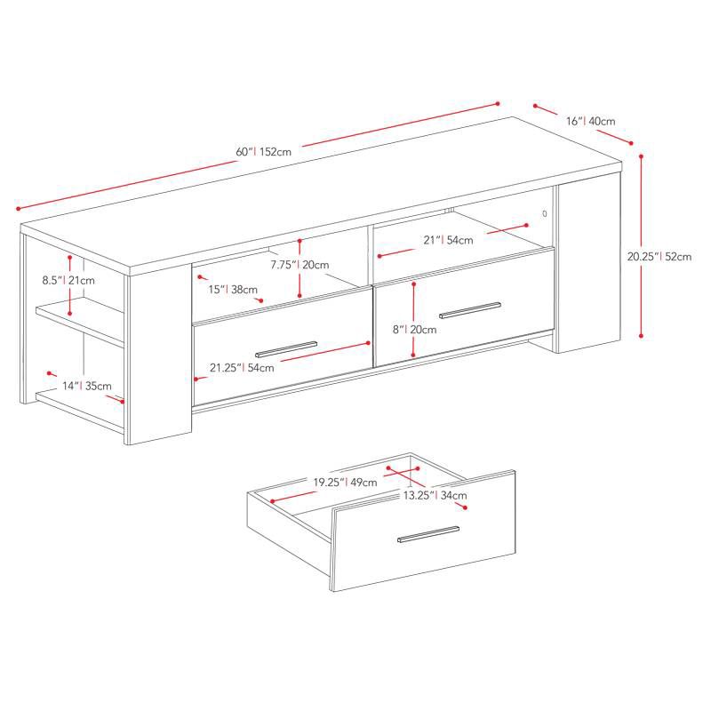 Rosemark 3 Door Media Credenza TV Stand for TVs up to 66" Gray - Treasure Trove Accents