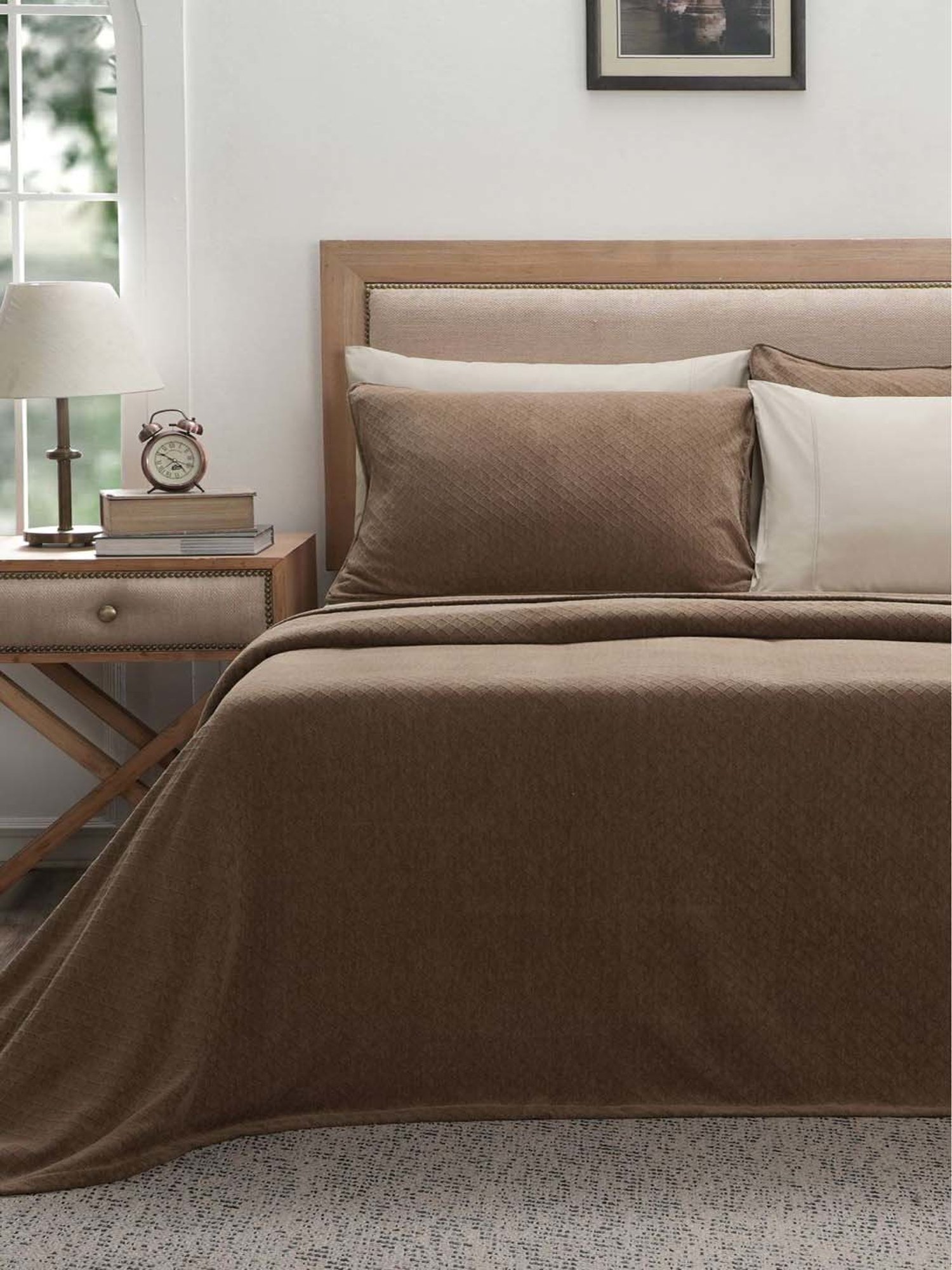 Maspar Colorart Blaize Friar Brown Cotton 200 TC 256 GSM Double Size Bed Cover