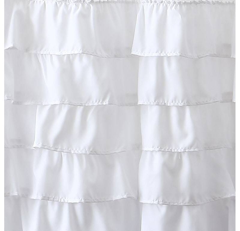 72"X72" Melanie Ruffle Shower Curtain White - VCNY