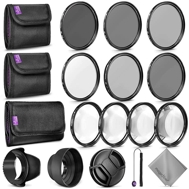 Complete Lens Filter Accessory Kit for Camera Lenses Includes Altura Photo UV CPL ND4 Filter Kit Macro Close Up Kit and Neutral Density Filter Set