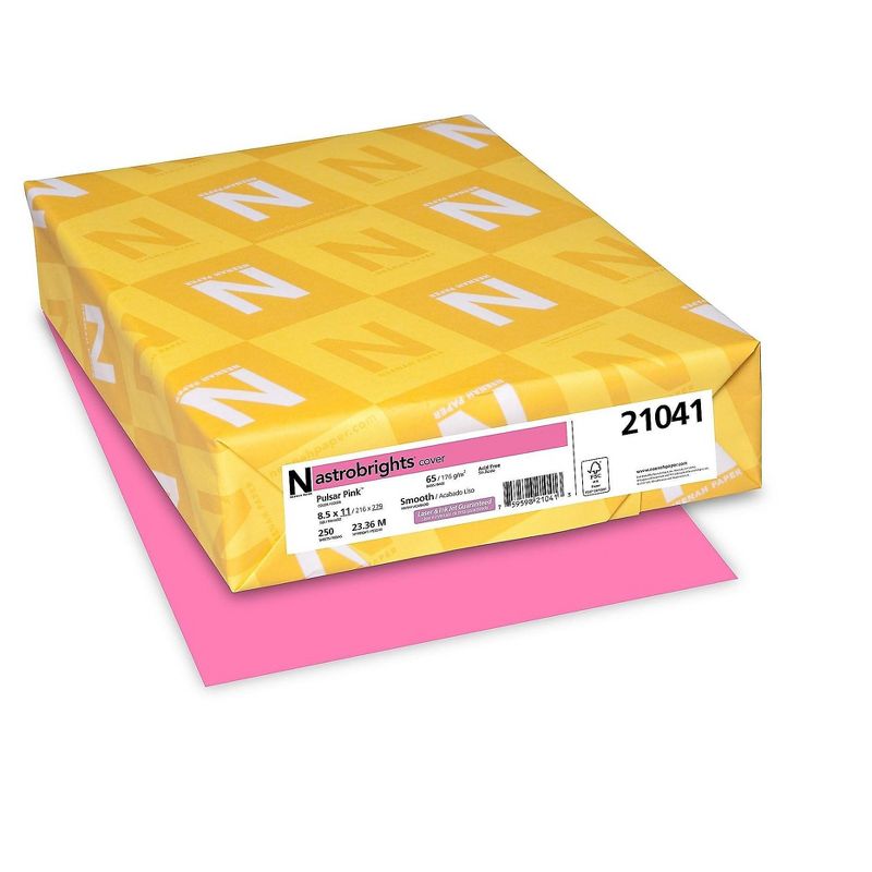 Astrobrights Cover Paper 65 lbs 8.5" x 11" Pulsar Pink 495484