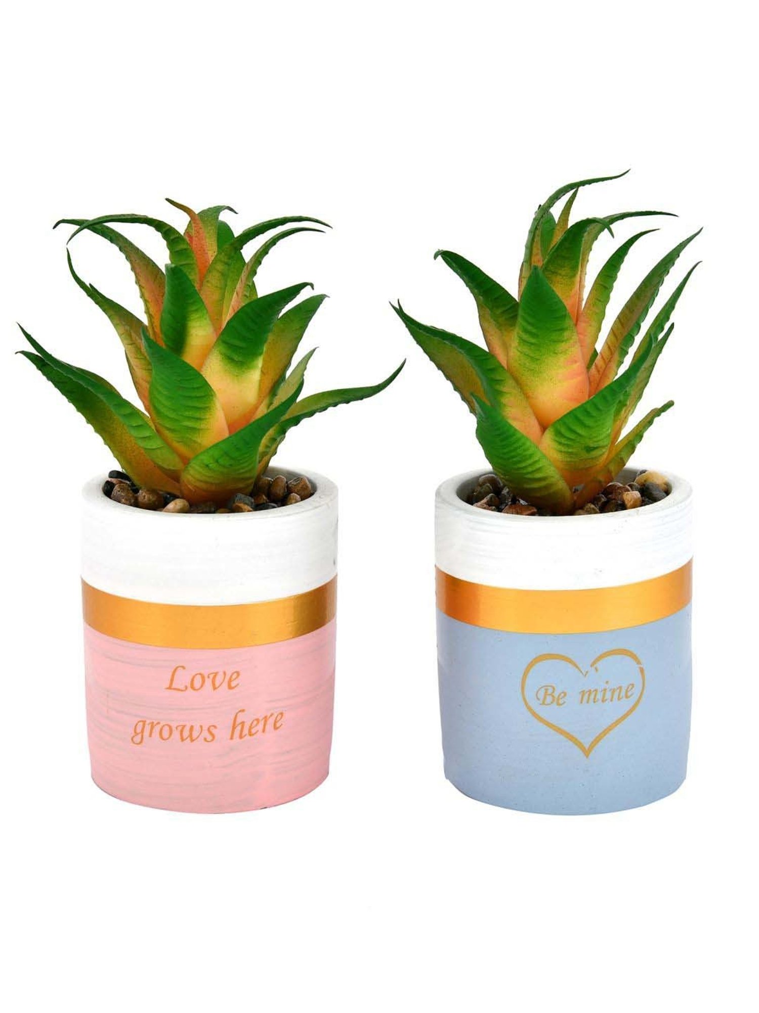 Tayhaa Multicolor Ceramic Citrus Delight Artificial Succulent With Planters - Set of 2