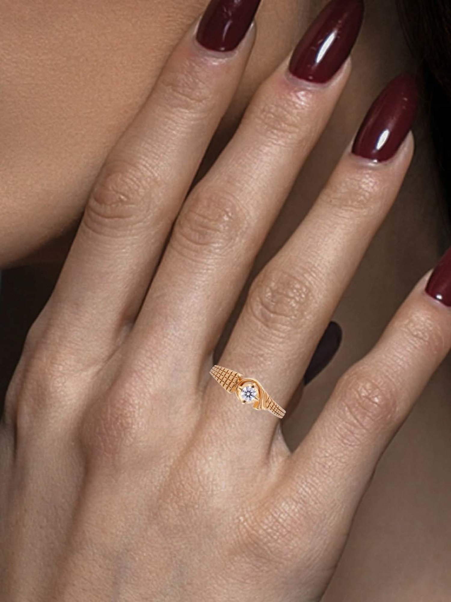CKC Gold Ring with Single Cubic Zirconia: Minimalist Chic