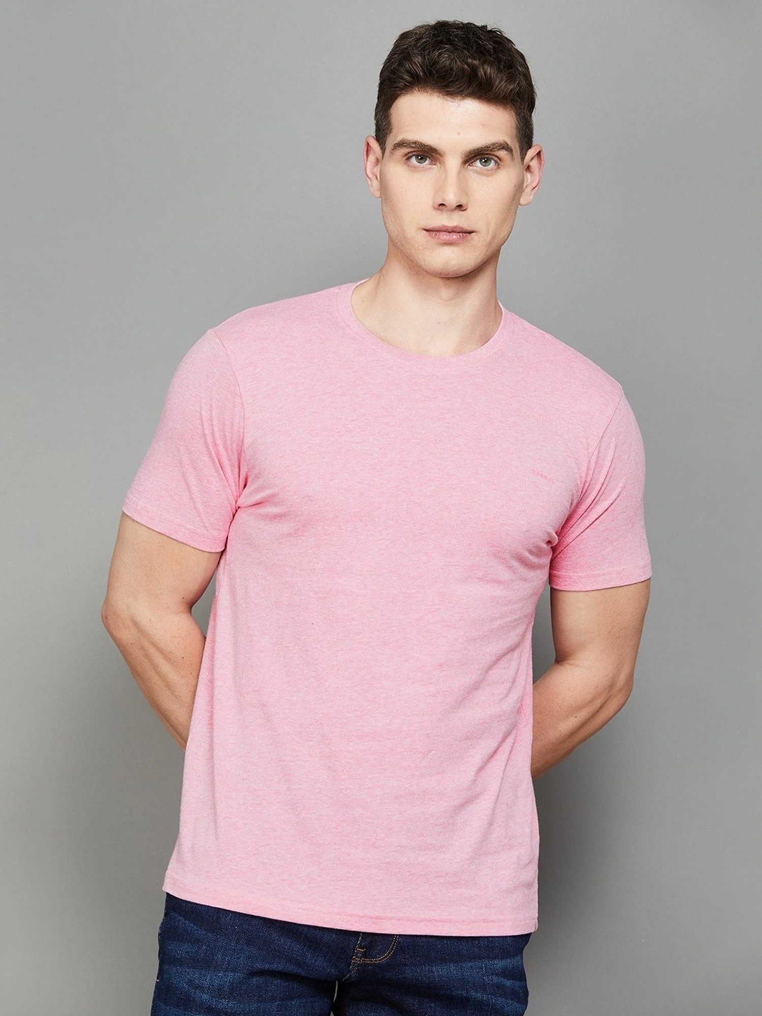 BOSSINI Pink Cotton Regular Fit T-Shirt
