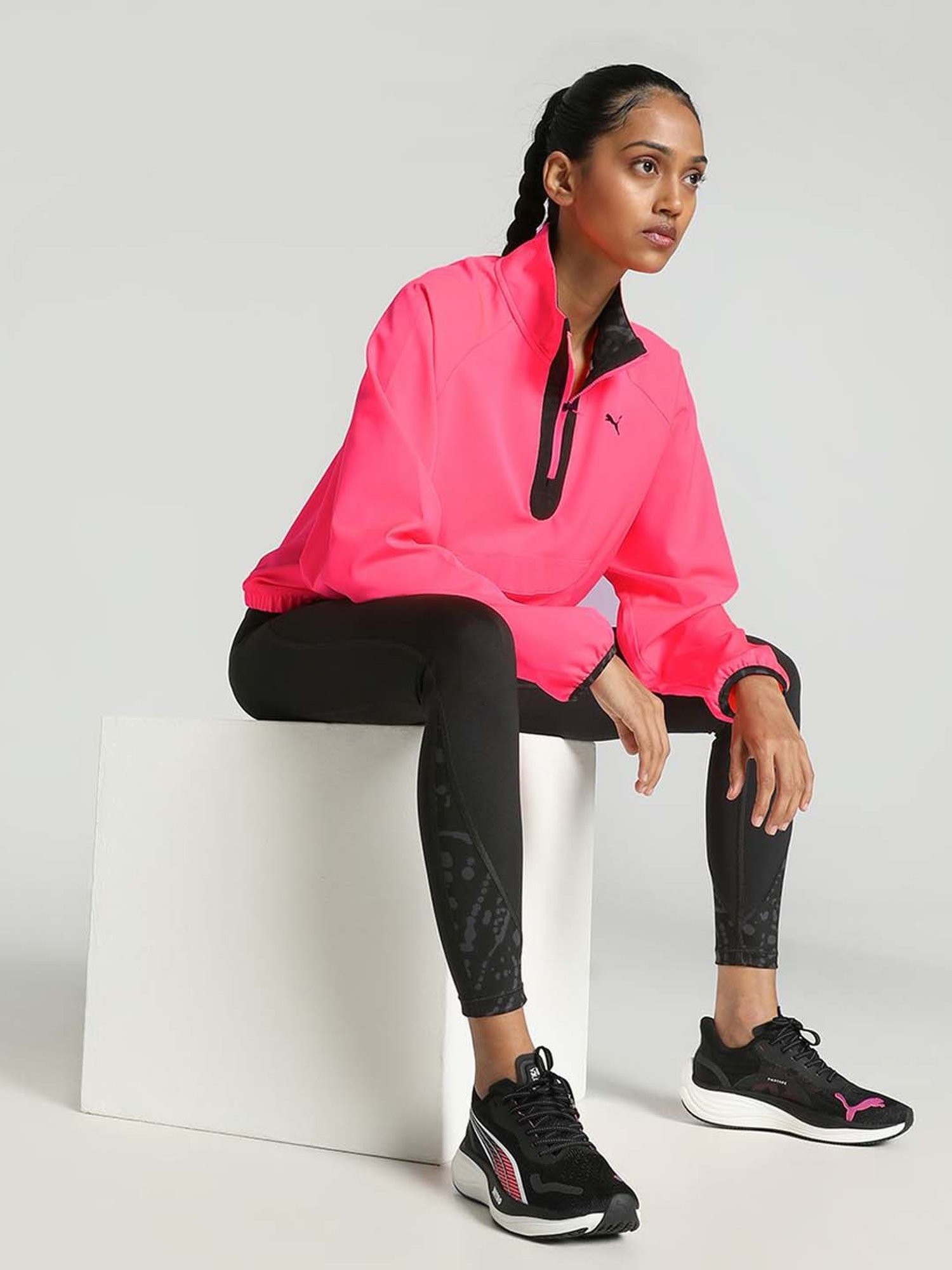 Puma Pink Relaxed Fit Half-Zip Jacket