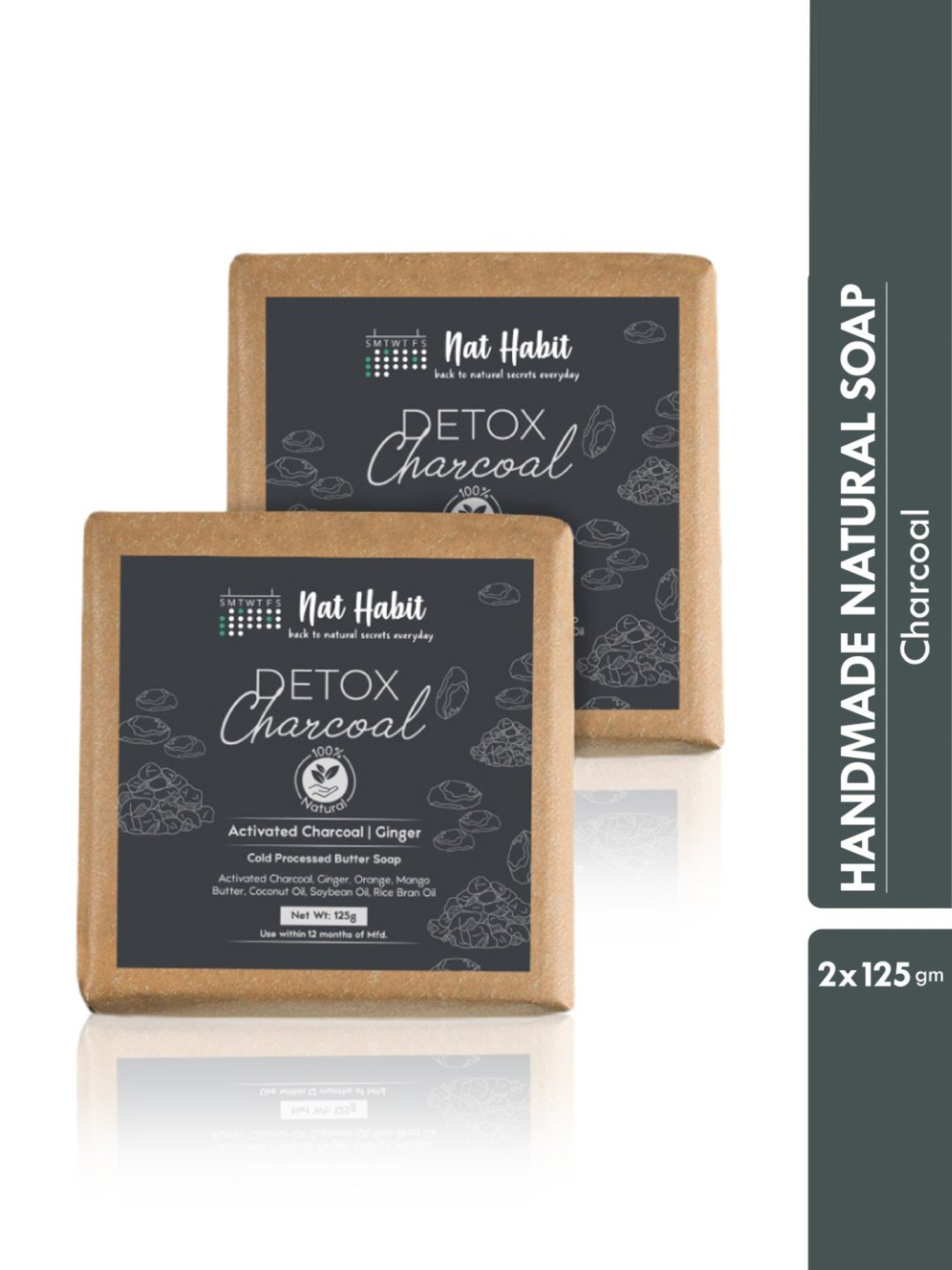 Nat Habit Cold Processed Detox Charcoal Soap Pack of 2 - 250 gm