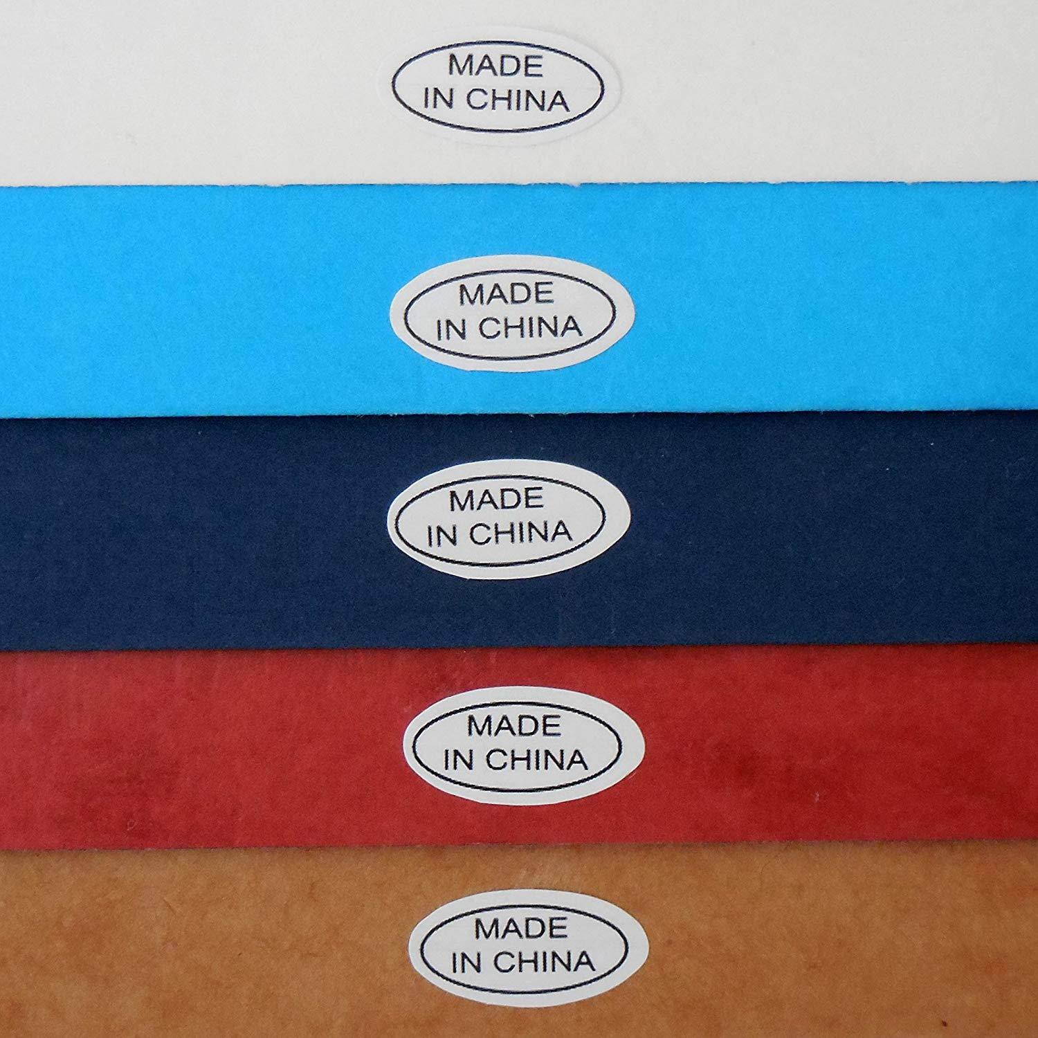 1,000+ Made in China Stickers Glossy White Oval Improved Version Deep Kiss Cut Perfect Oval Edge Self Adhesive Labels by First-Rate Gifts. Show Country of Origin on China Imported Products