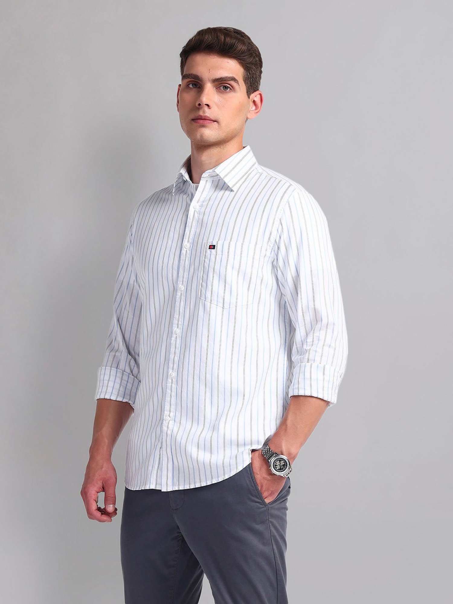 AD by Arvind Multicolor Slim Fit Striped Shirt