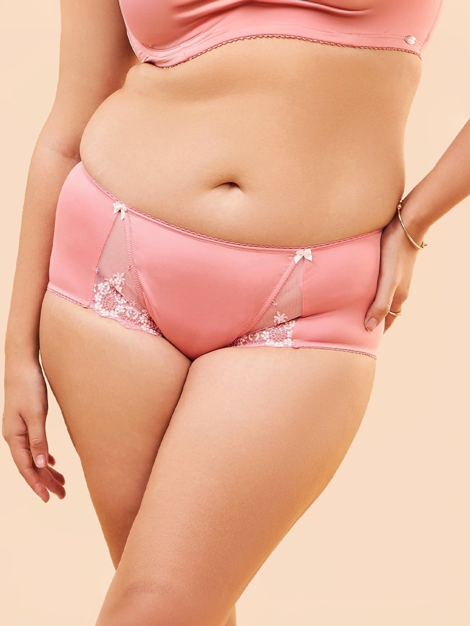 Enamor Pink Lace Hipster Panty