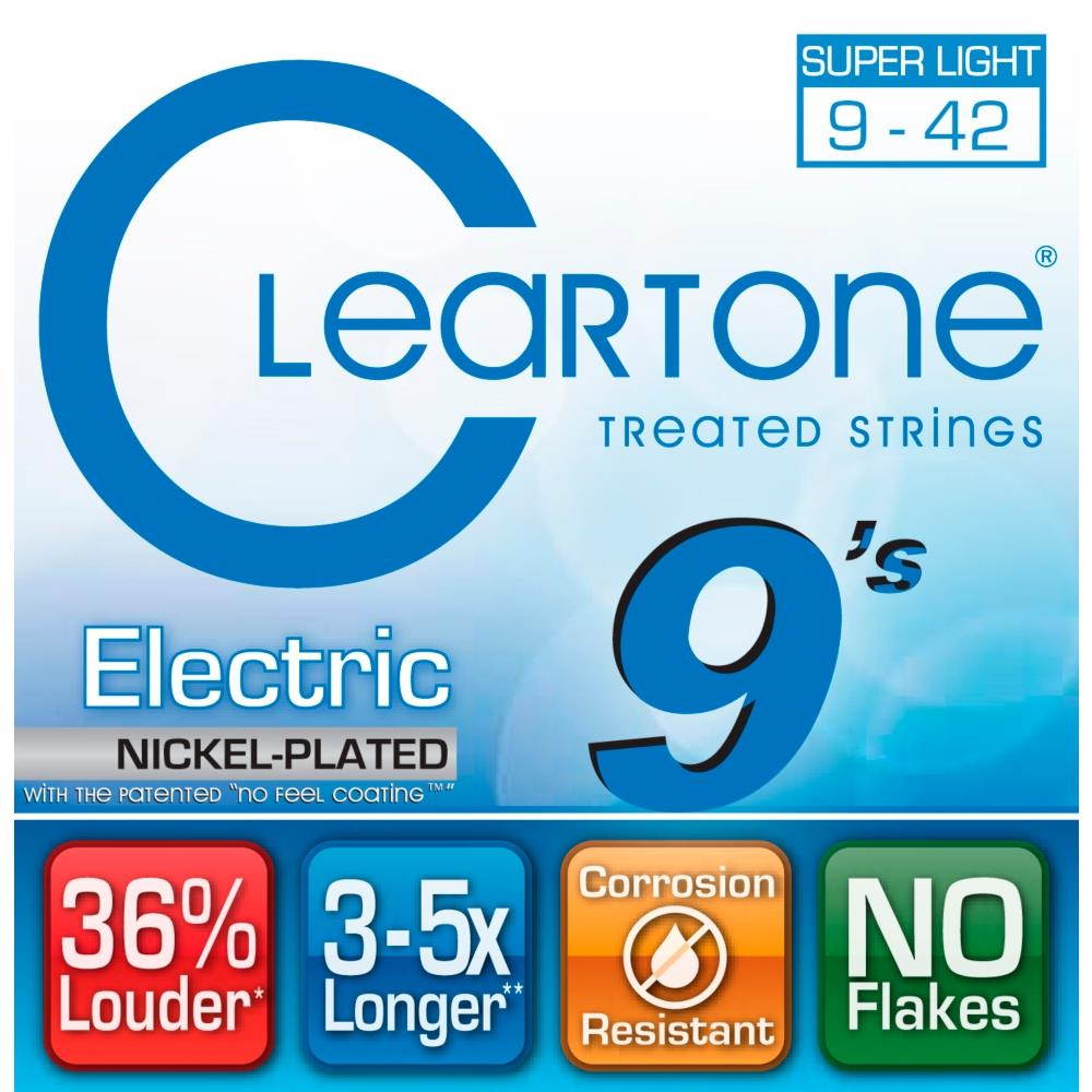 Cleartone Electric Guitar Strings Nickel Plated -Super Light 9-42 - 9409 -1 Pack