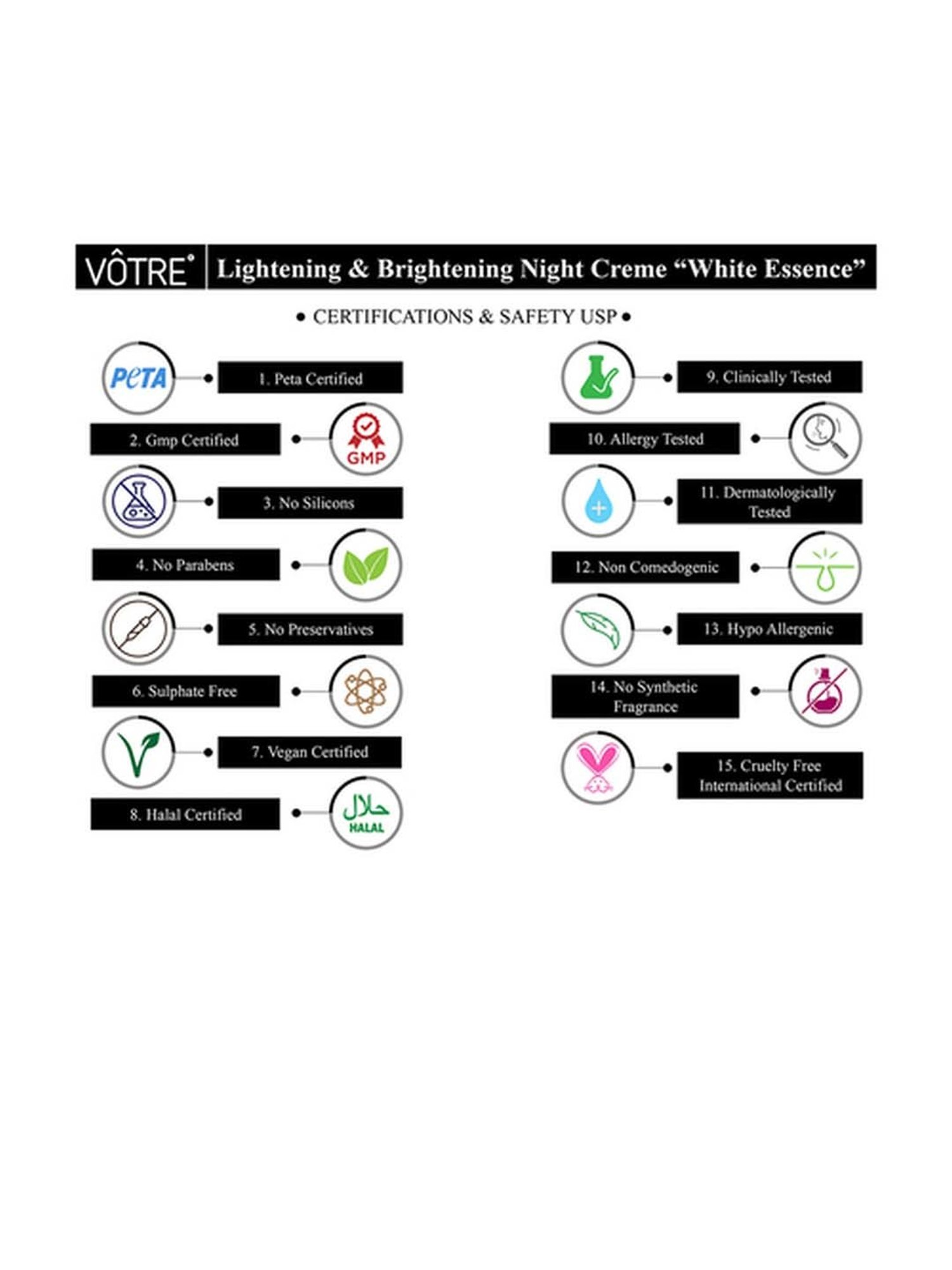 Votre Lightening & Brightening Night Creme White Essence Mini - 30 gm