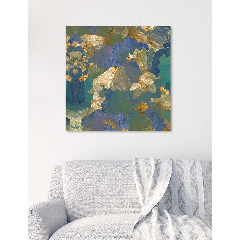 20" x 20" Turquoise Deco Abstract Unframed Canvas Wall Art in Blue - Oliver Gal