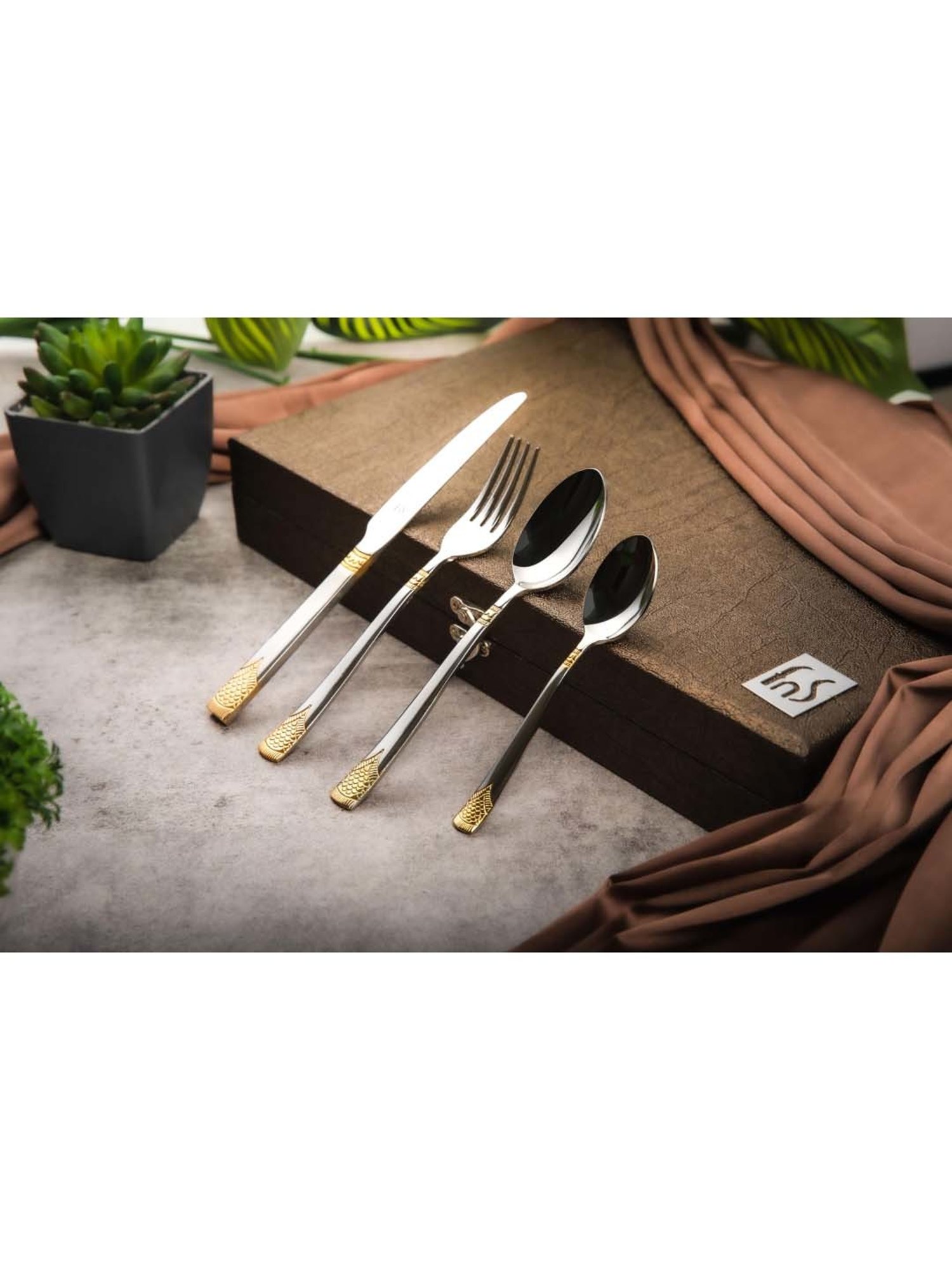 FnS August Gold & Silver Stainless Steel Cutlery - Set of 25