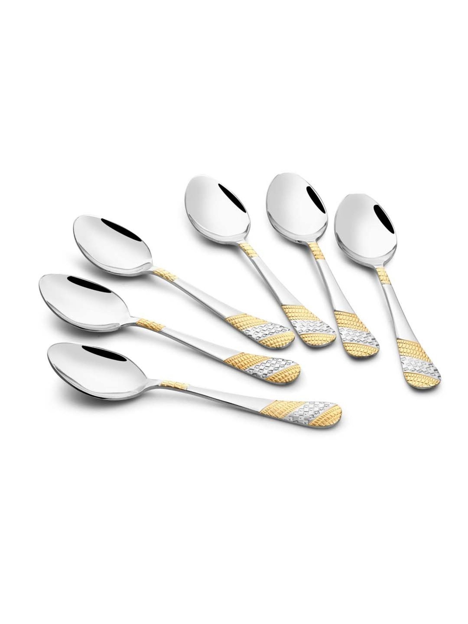 FnS Imperio Silver & Gold Stainless Steel Tea Spoon - Set of 6