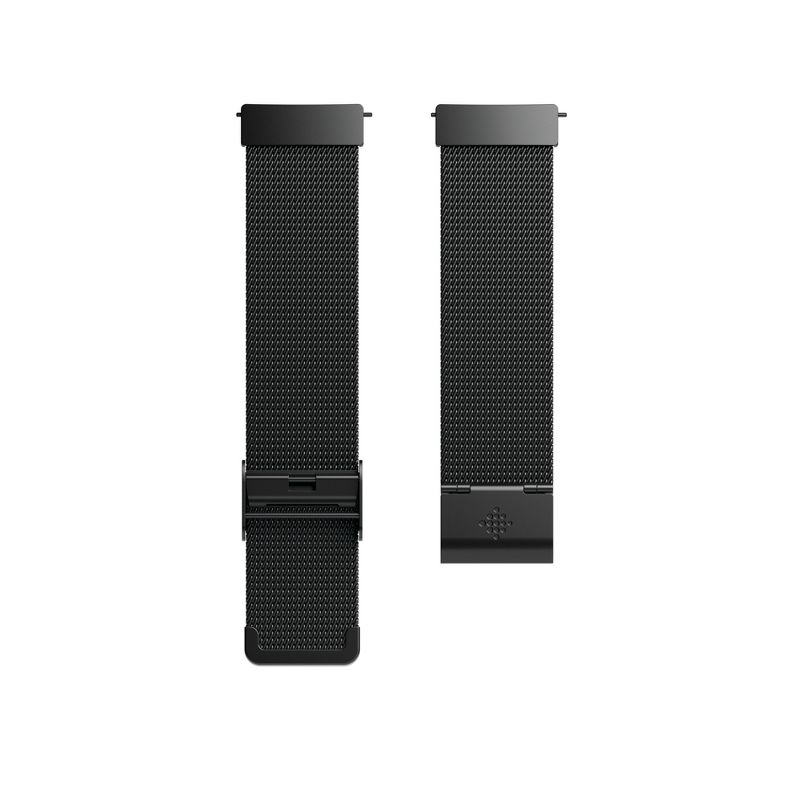 Fitbit Versa Fitness Tracker Band Adjustable - Black Stainless Steel/Metal Mesh