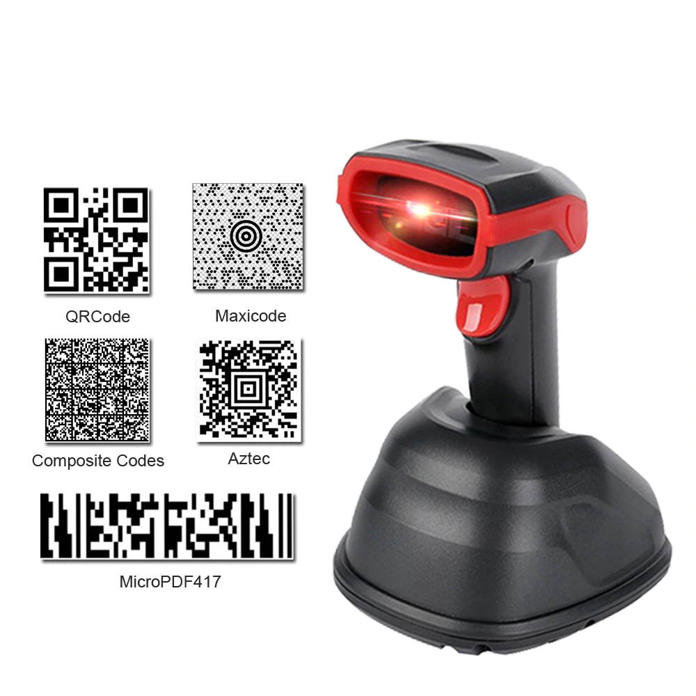 Wireless Barcode Scanner Wireless Laser Bar Code Reader 1D 2D QR PDF417 Aztec Portable Barcode Scanner Drop Shipping