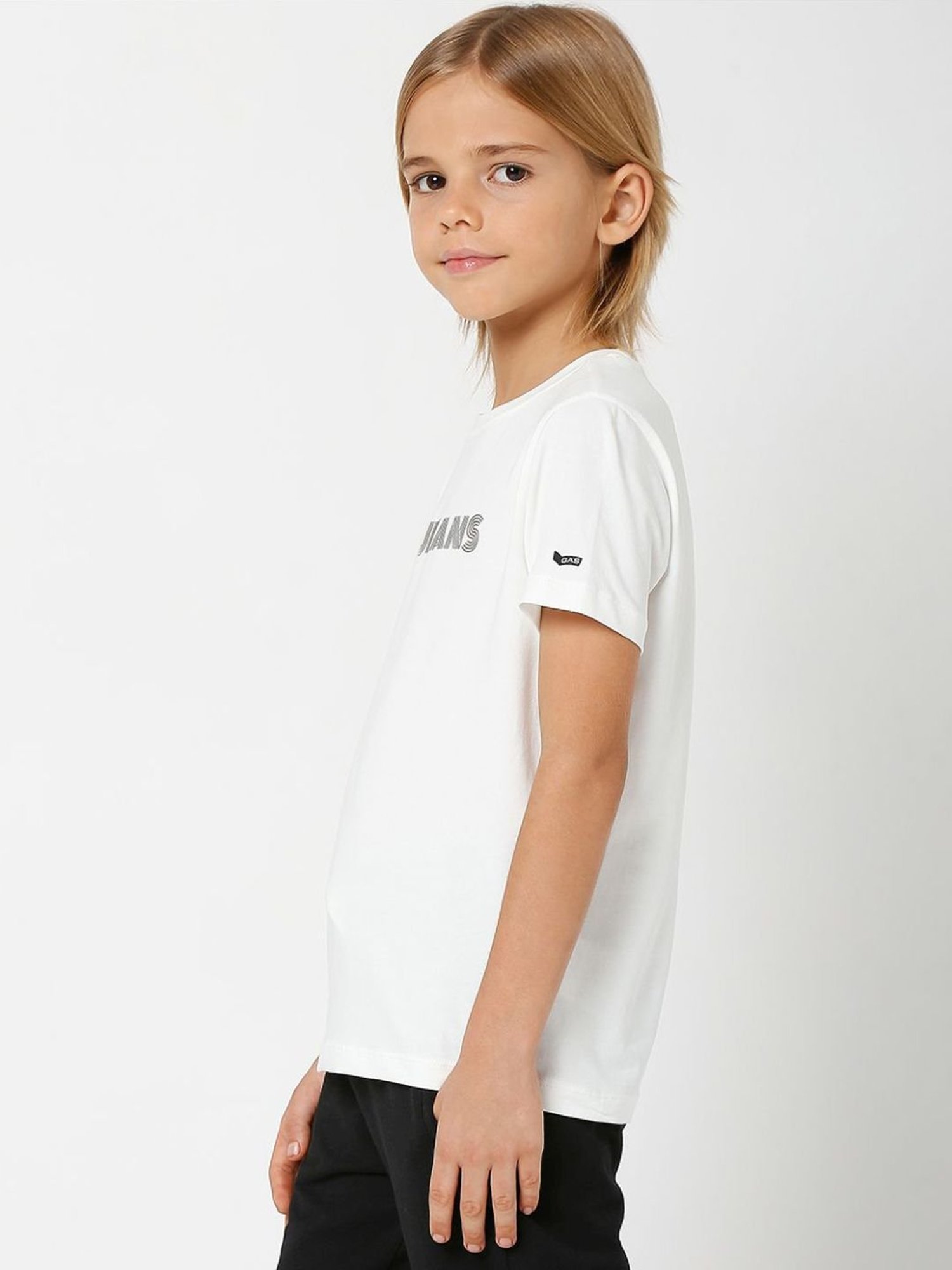 Gas Kids White Printed T-Shirt