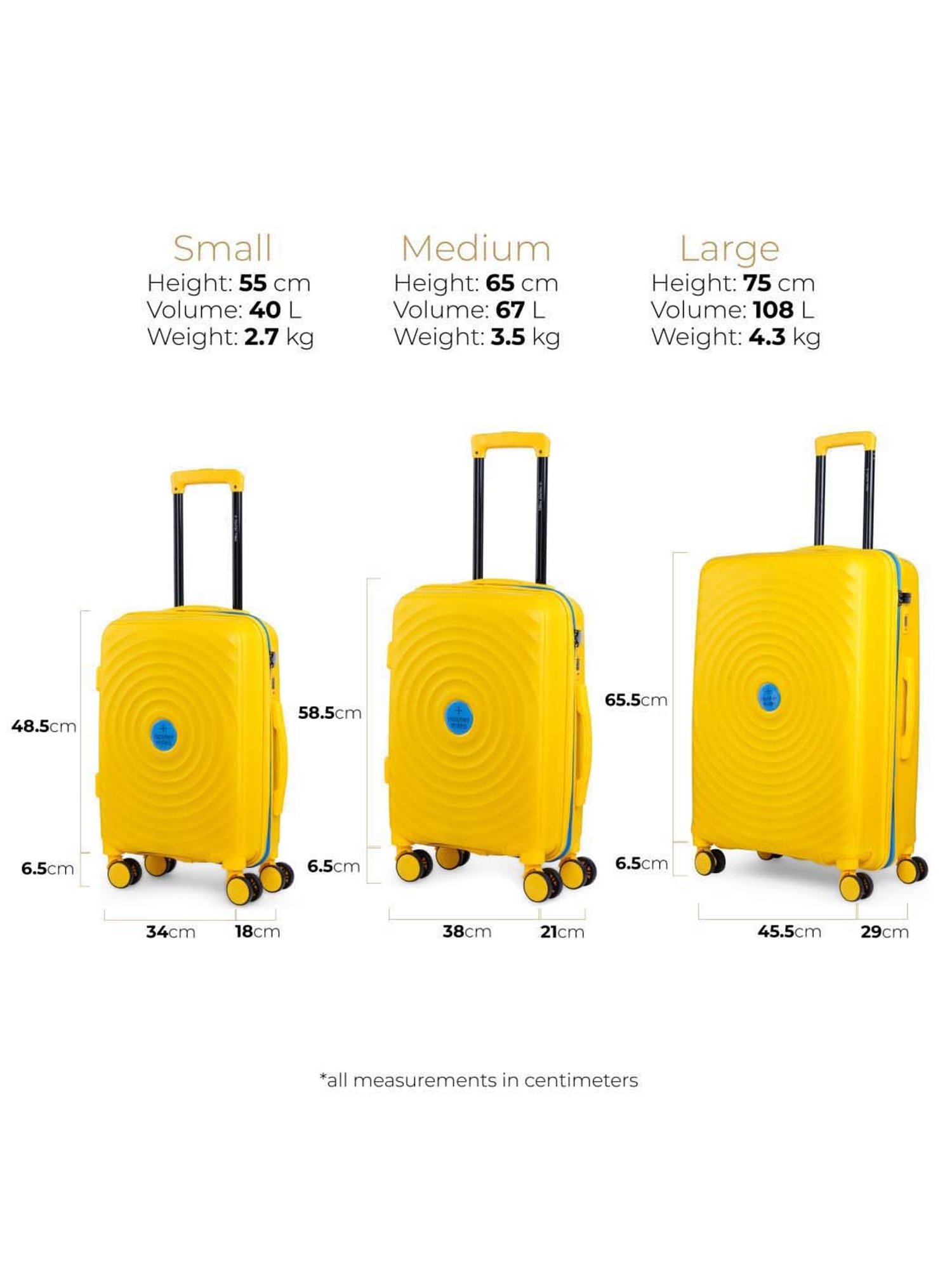 Nasher Miles Goa Hard-sided Polypropylene Check-In Luggage Yellow Blue 24 inch |65cm Trolley bag