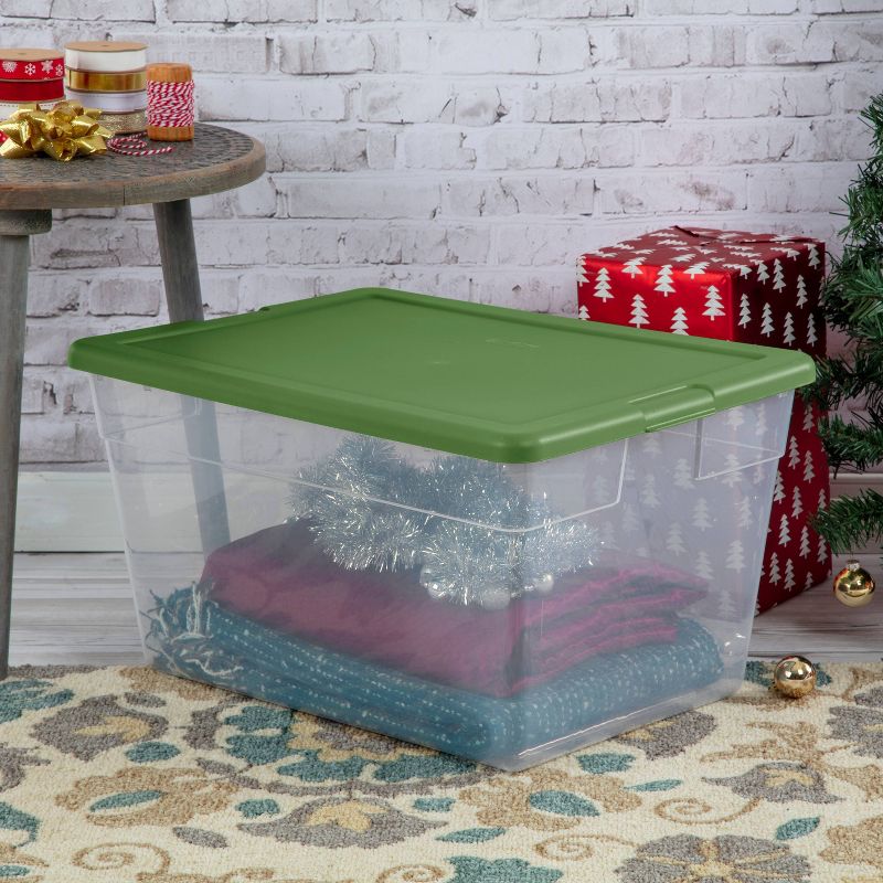 Sterilite 56qt Non Latching Bin with Lid Red/Green