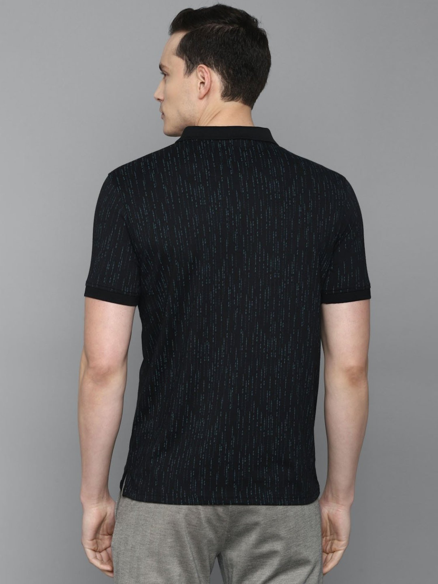 Louis Philippe Sport Black Cotton Slim Fit Printed Polo T-Shirt