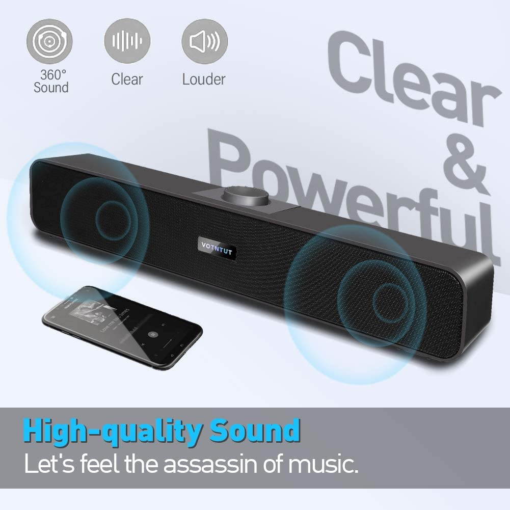 Computer Speakers,Wired USB Desktop Speaker,Stereo USB Powered Desktop Sound Bar Laptop Speaker for PC Tablets Desktop Cellphone Laptop MP3(2021 Version)