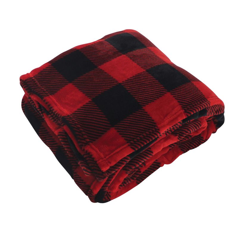 Hudson Home Collection Home Silky Plush Blanket, Buffalo Plaid Fleece, 60X80 In. (Oversize Throw)