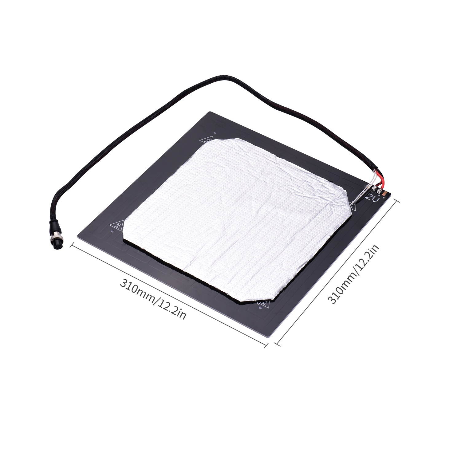Aibecy 12V 3D Printer Heated Bed Hotbed Heating Platform Aluminum Plate 310*310mm with Hotbed Wire Insulation Connton Aviation Connector Compatible with Creality CR-10/CR-10S 3D Printer