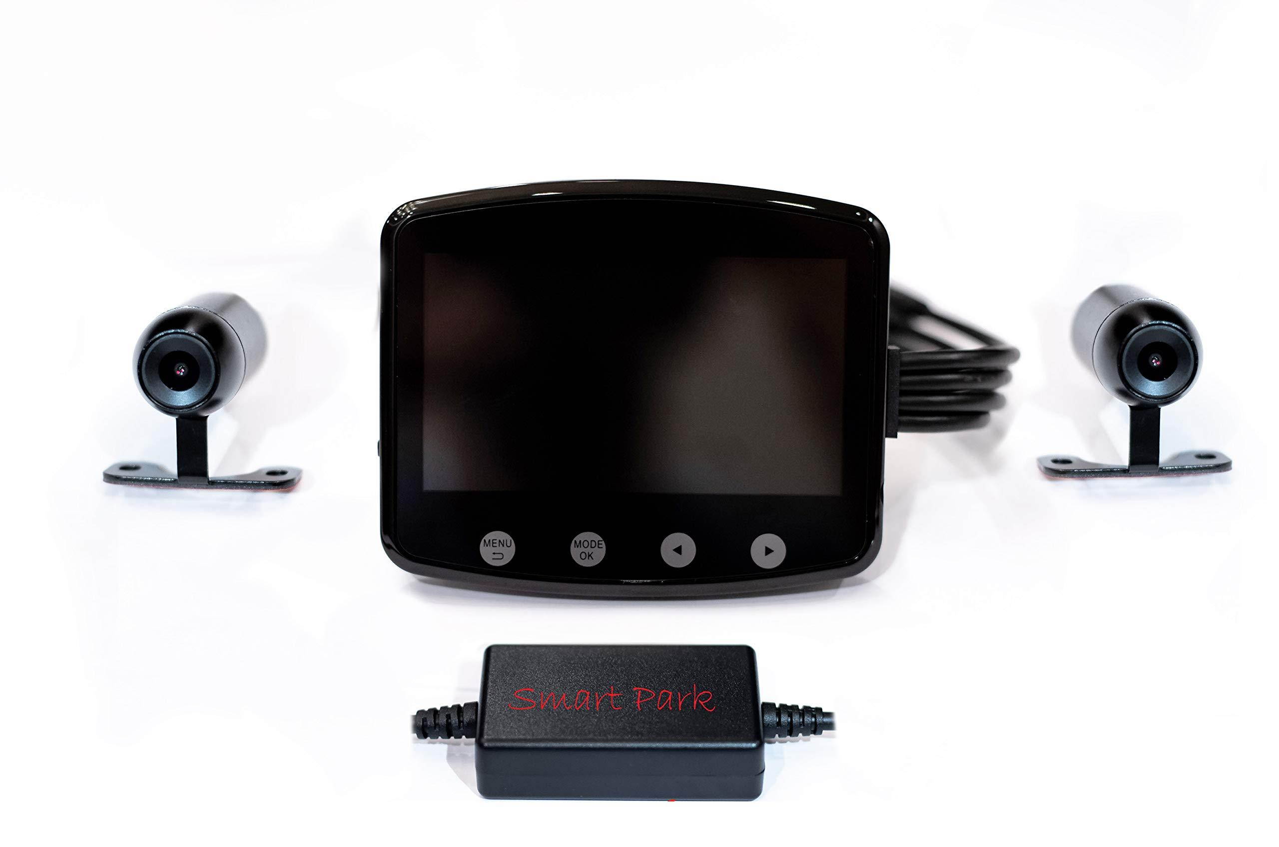 Sykik Rider RW3.0 Fully Waterproof Dual Camera System for Motorcycles with Large 4.5&rdquo; Fully Waterproof Monitor, Smart Park and Wi-Fi. Full one Year Parts and Labor Warranty by Sikik USA.