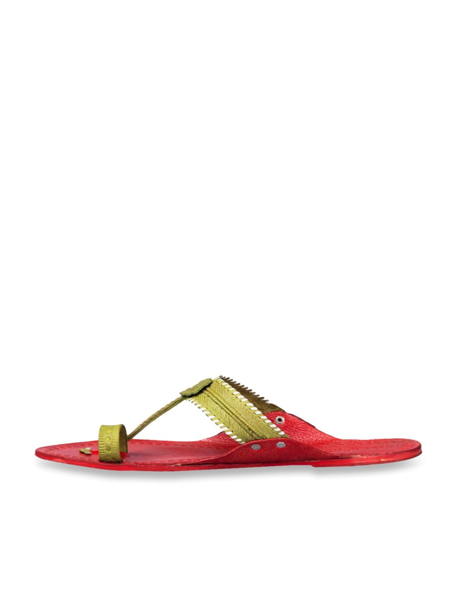 Kalapuri Women's Green Kolhapuri Sandals