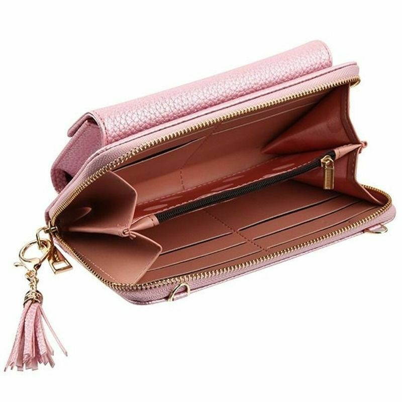 Lady's Horizontal Posh MyJacket Wallet with Removable Shoulder Strap, Rose Gold