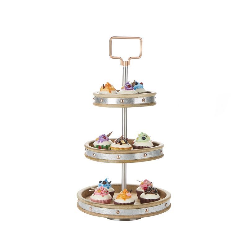 Mind Reader Silver 3 Tier Round Serving Dessert Display Tray
