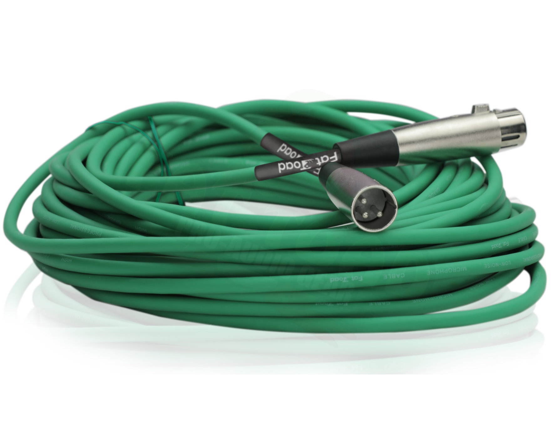 XLR Microphone Cables (4 Pack) by FAT TOAD | 50ft Professional Pro Audio Green Mic Cord Extension Patch with Lo-Z Connector | 20 AWG Shielded Wire & Balanced for Music Recording Studio Mixer Gear