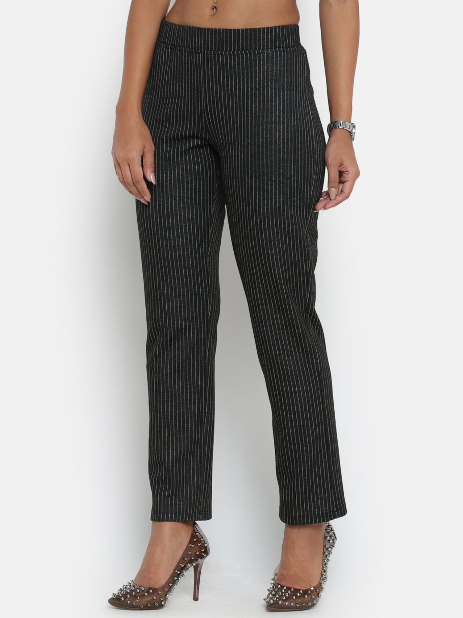 Office & You Black Striped Trousers