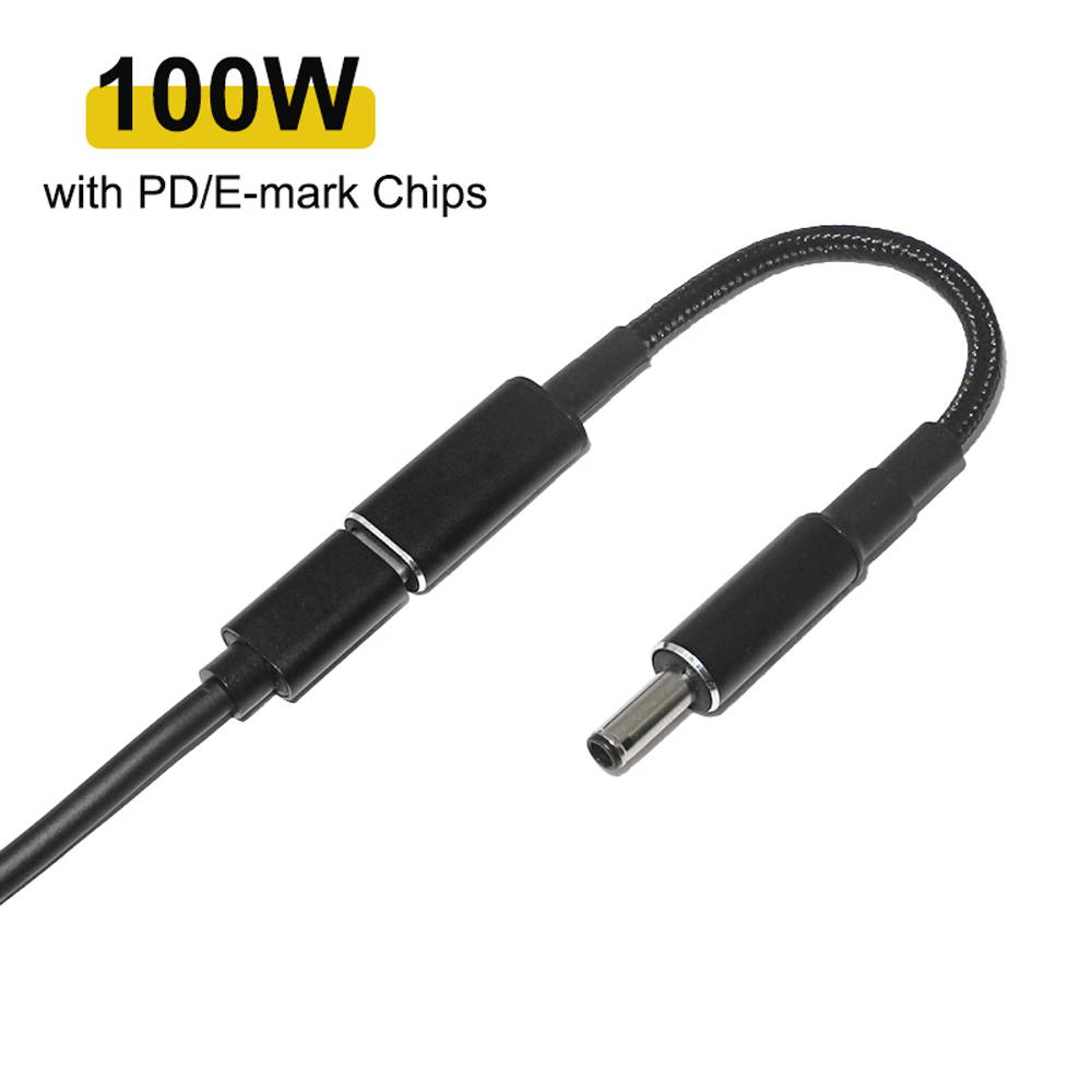 (2-Pack) 100W USB C Type C Female to 4.5x3.0mm DC Tip (Black Tip) PD Power Adapter Converter Cable for Dell 90W or below Laptops