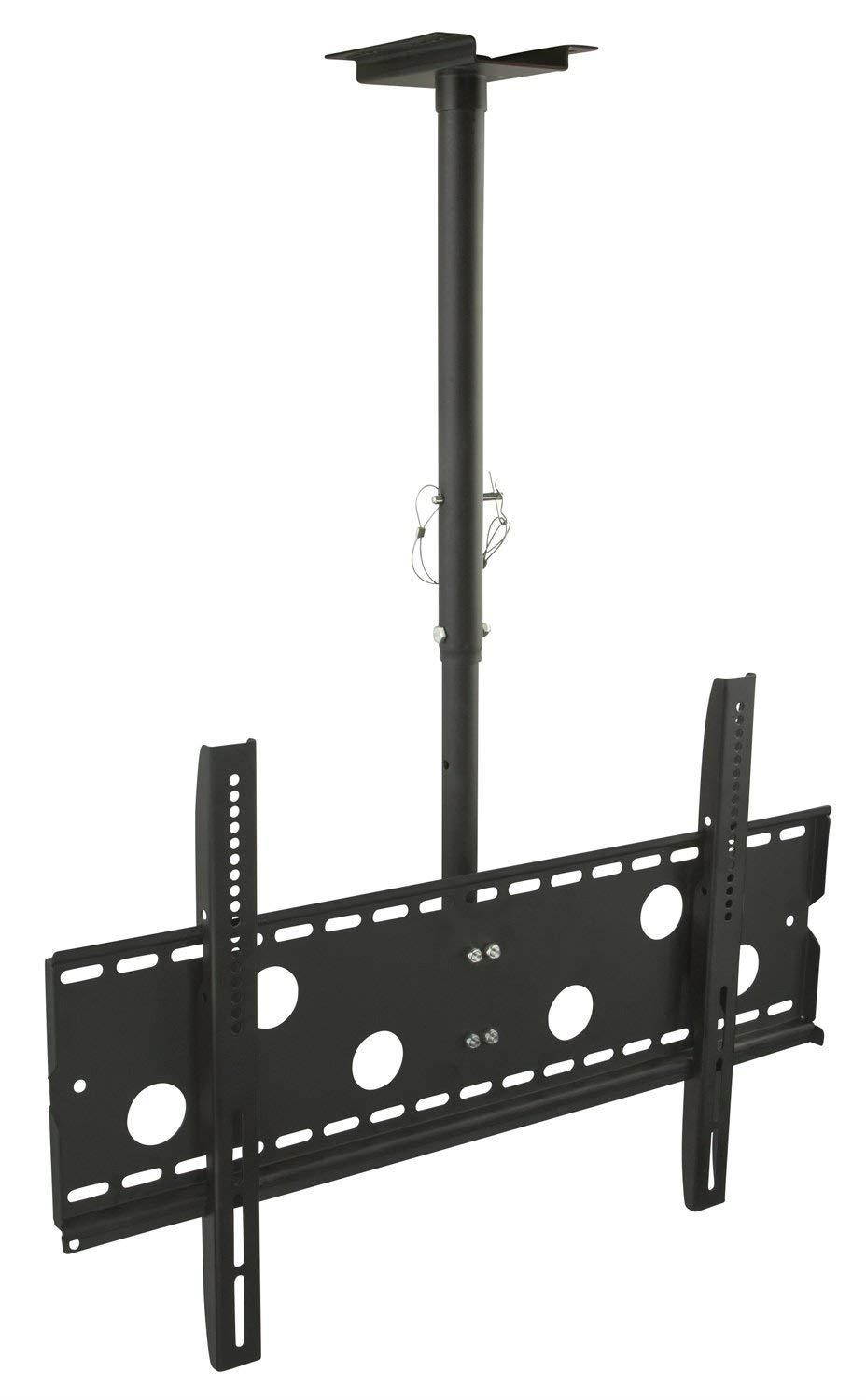 Mount-It Ceiling TV Mount For 32 37 40 42 43 50 55 60 65 70 Inch Flat Panel Televisions, Articulating Hanging Swivel TV Pole Bracket Adjustable Height 175 Pound Capacity, Black (MI-501B), Single