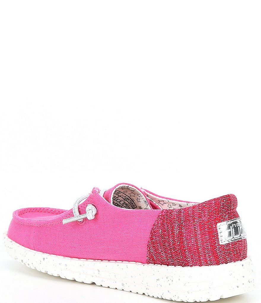 Hey Dude Girl's Wendy Funk Fuxia Metallic Knit Detail Washable Sneakers (Toddler)
