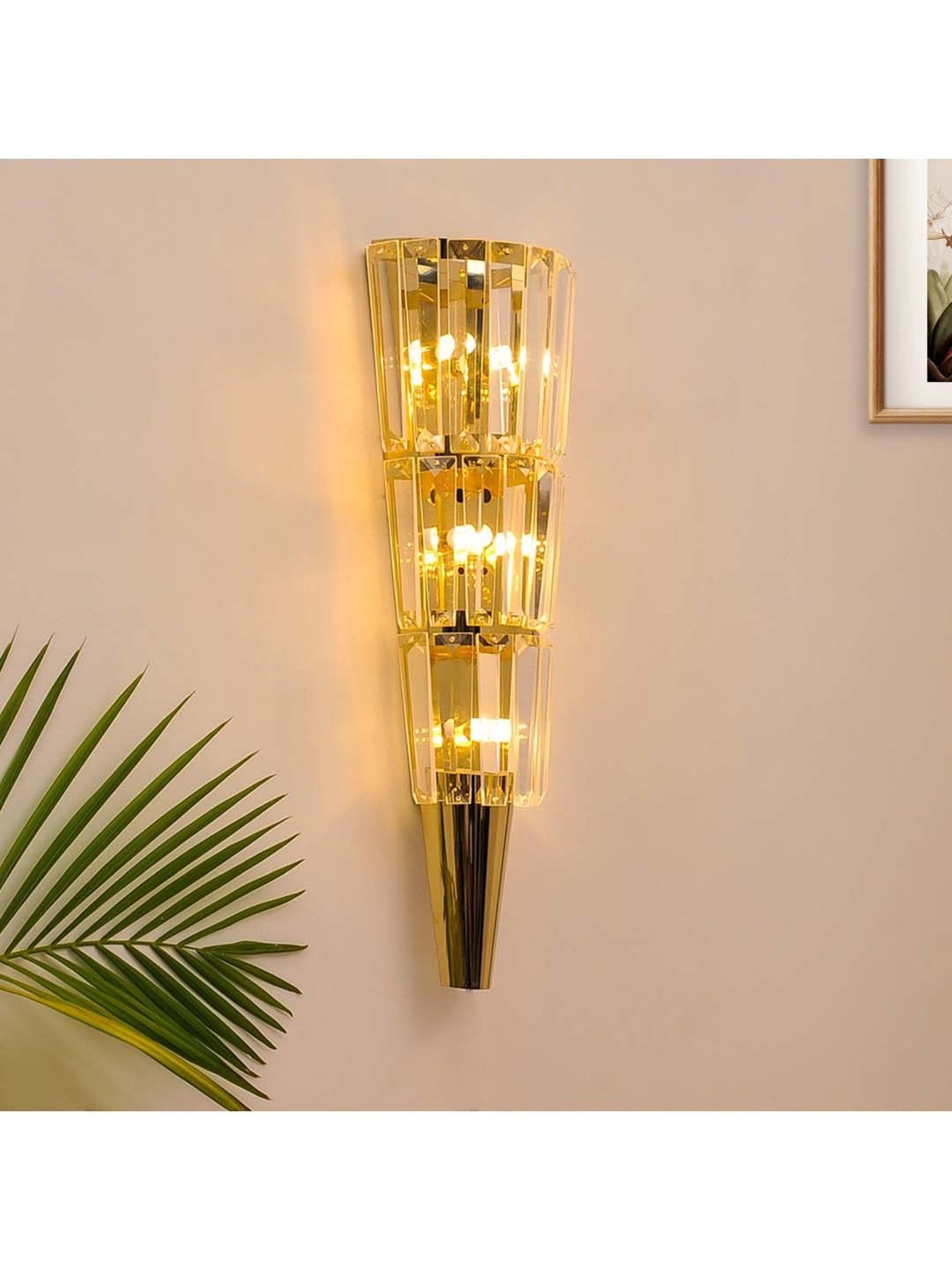 Kapoor E Illuminations Elements Golden & Transparent Metal LED Wall Light - Set of 1