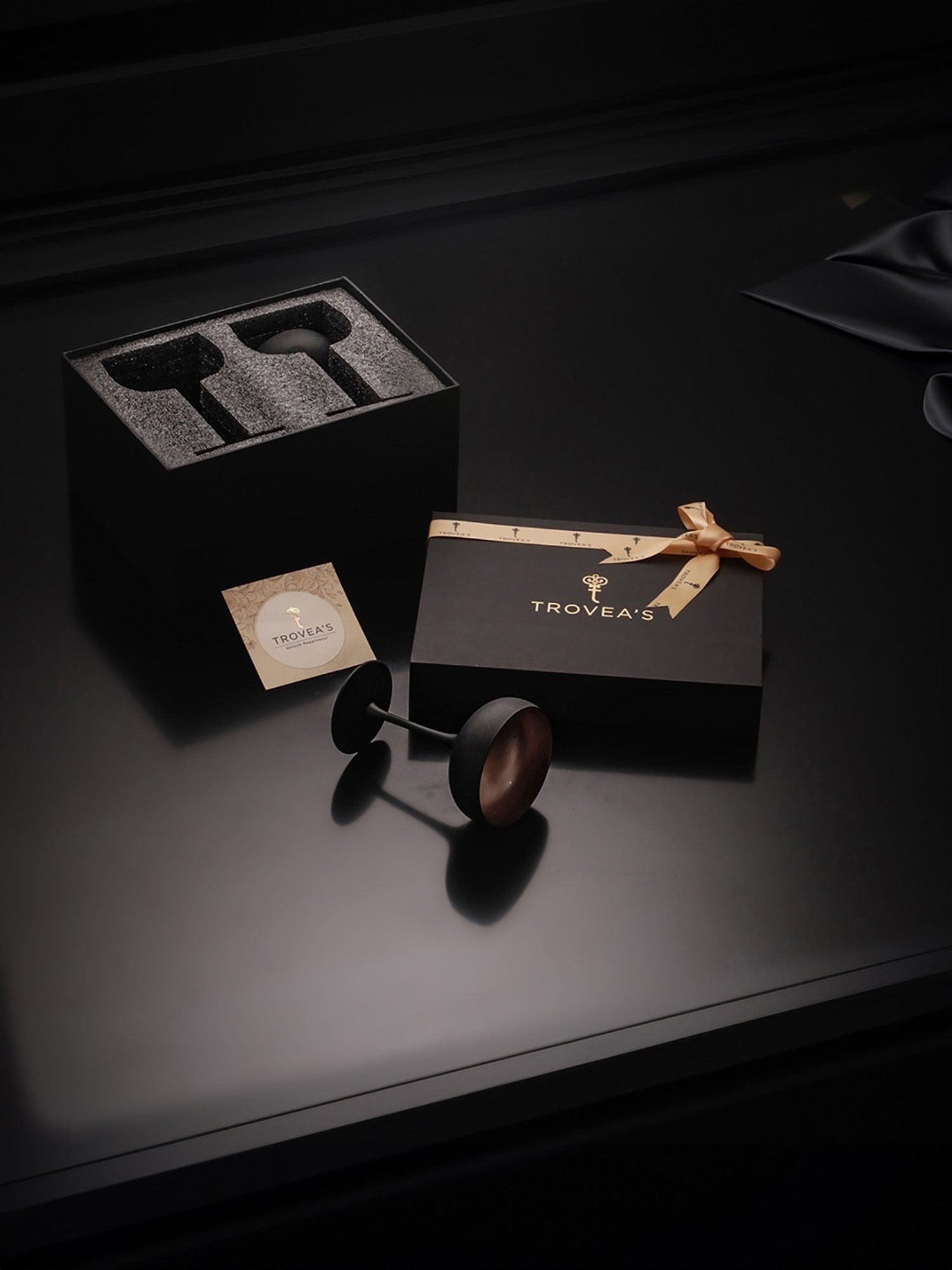 Trovea's Black Glass Cocktail Glass - Set of 2