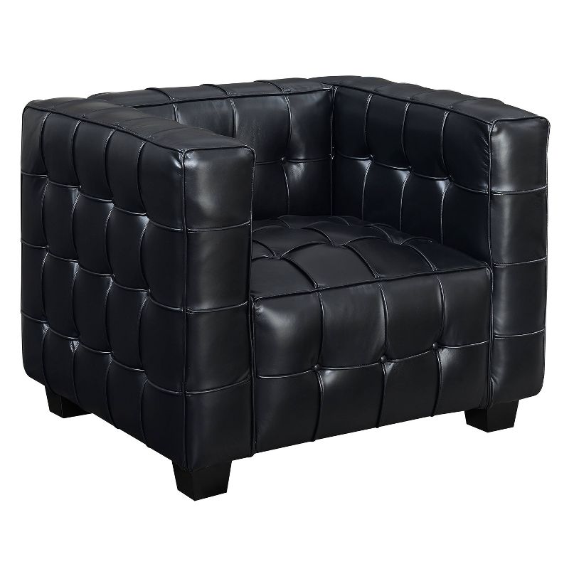 Parker Leather Tufted Tuxedo Armchair Black - AC Pacific