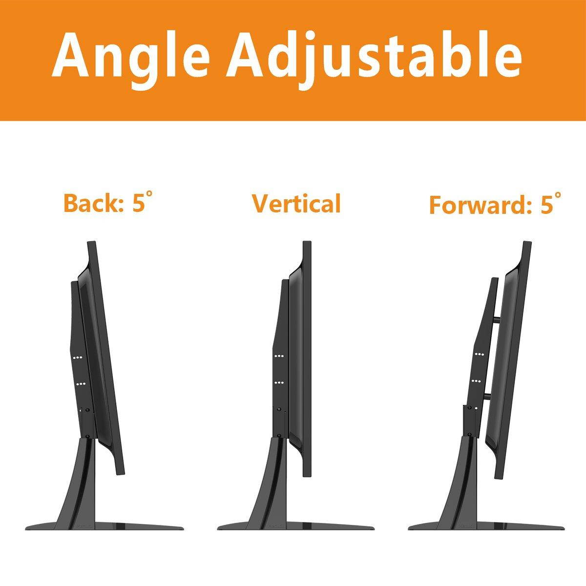 Hemudu Universal Table Top TV Stand Base VESA Pedestal Mount for 27 inch to 55 inch TVs with Cable Management and Height Adjustment,Holds up to 125lbs