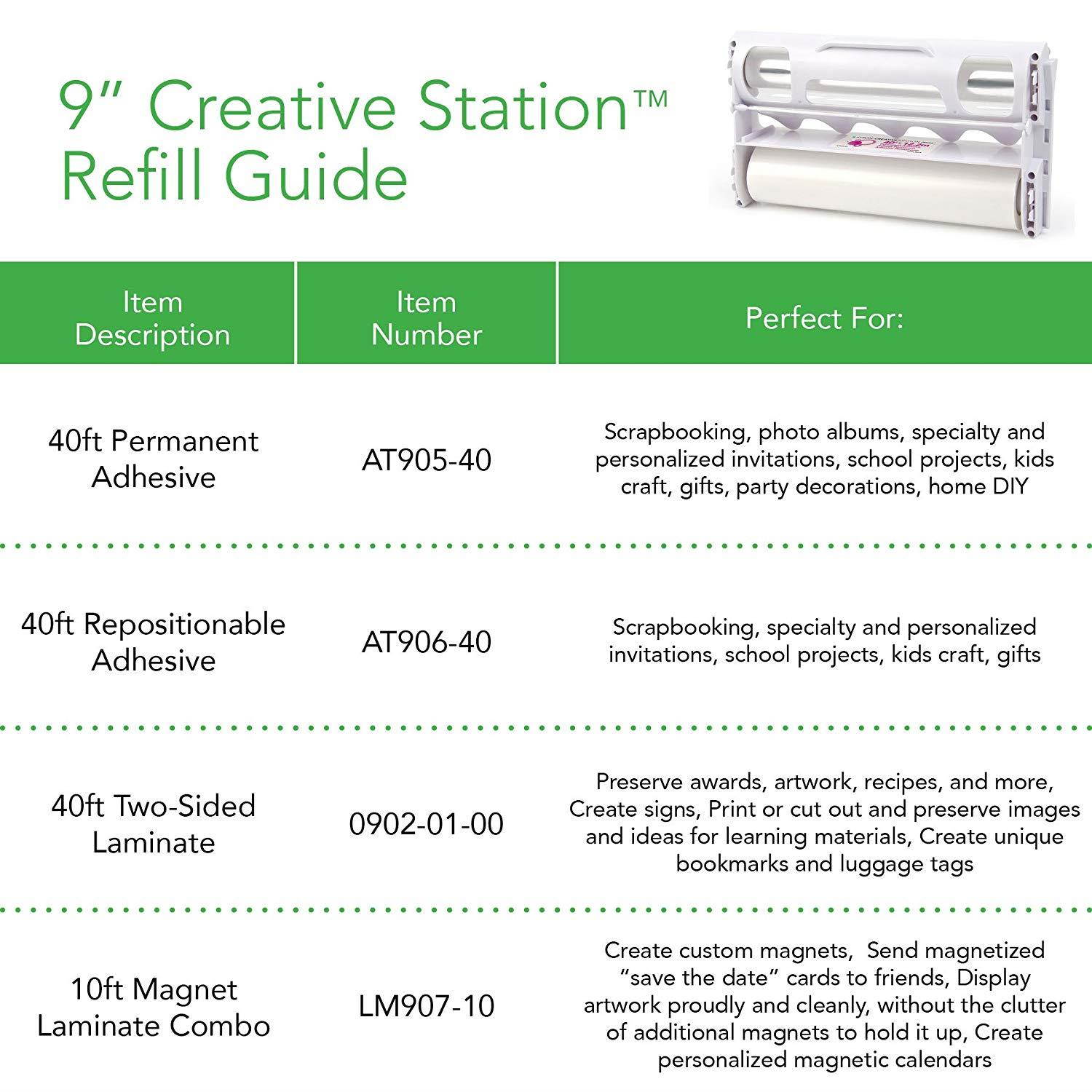 Xyron Acid-Free Repositionable Adhesive Refill Cartridge for 9-inch Creative Station, 40-feet