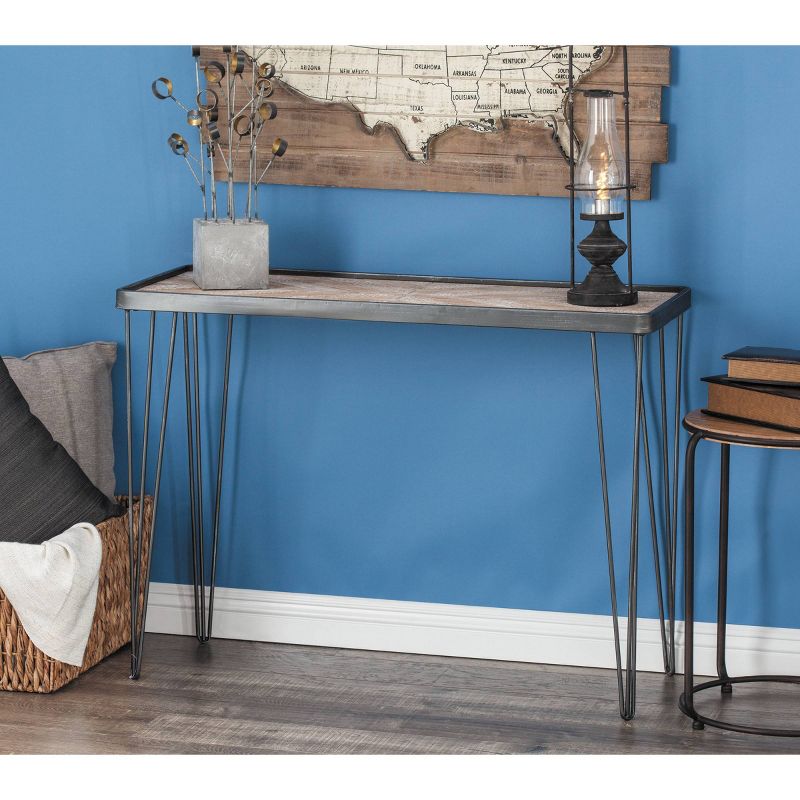 Modern Wood and Iron Chevron Console Table Brown - Olivia & May