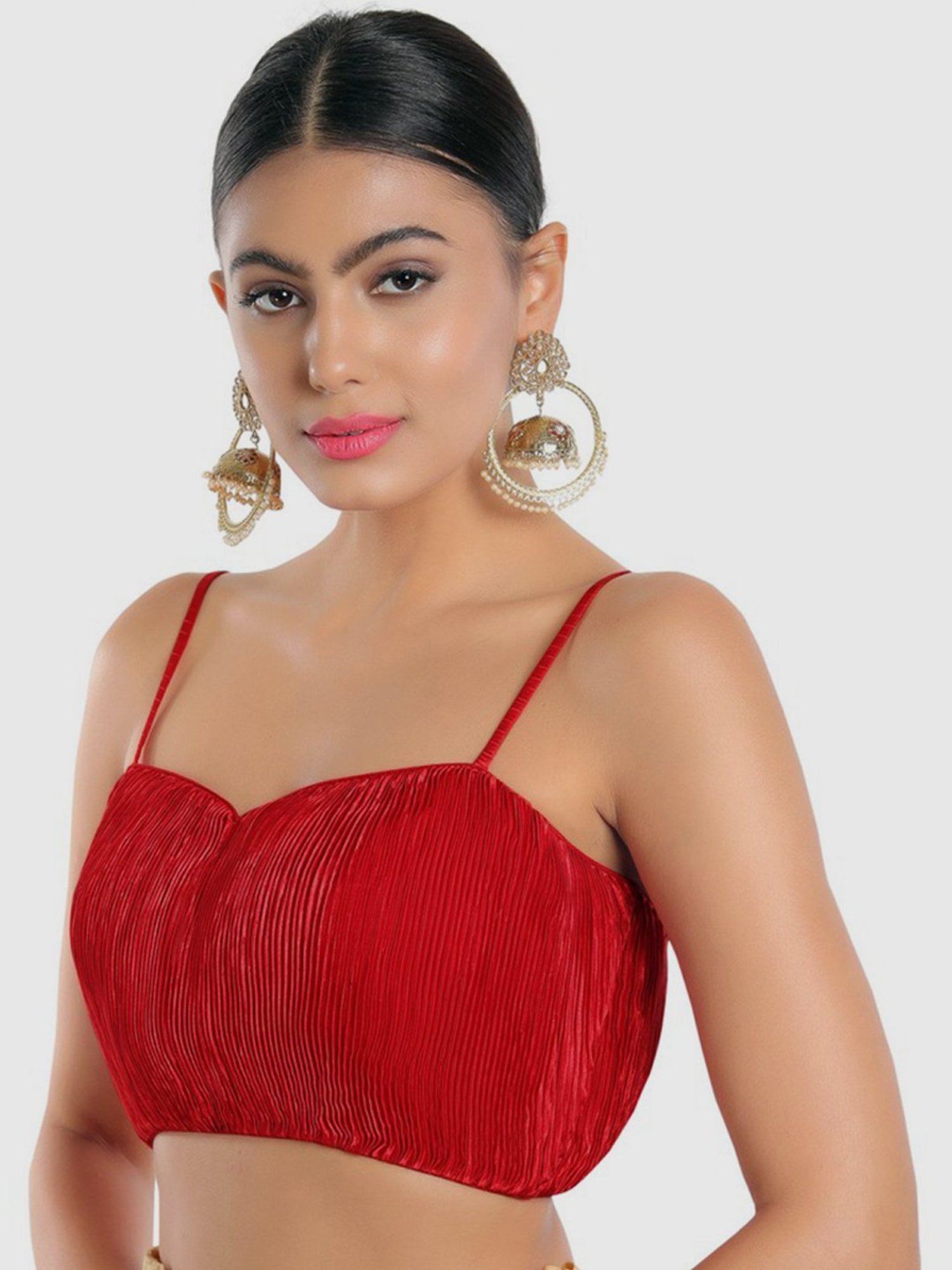 Salwar Studio Red Textured Readymade Blouse