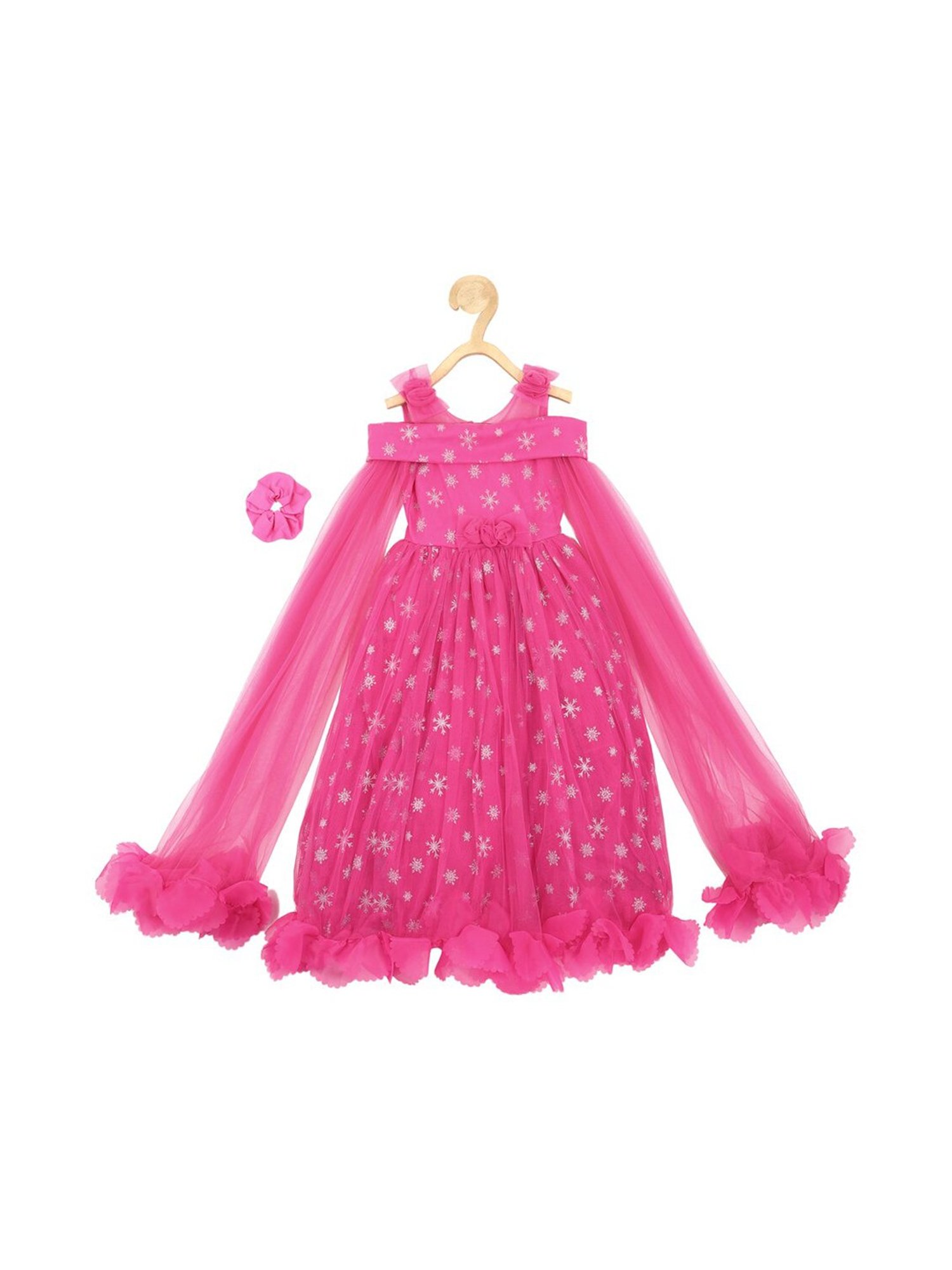 Allen Solly Junior Pink Embellished Frock with Scrunchie