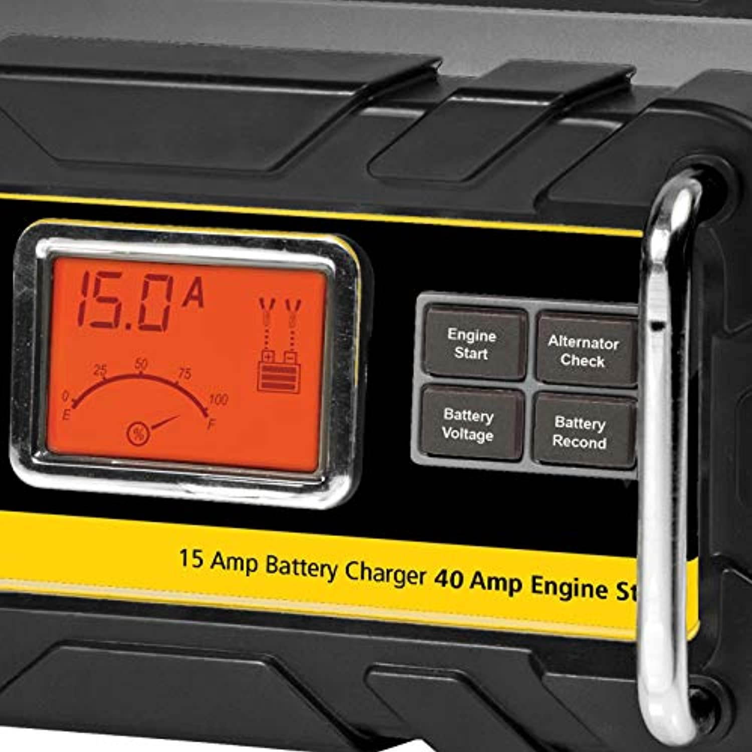 STANLEY BC15BS Fully Automatic 15 Amp 12V Bench Battery Charger/Maintainer with 40A Engine Start, Alternator Check, Cable Clamps (BC15BS)