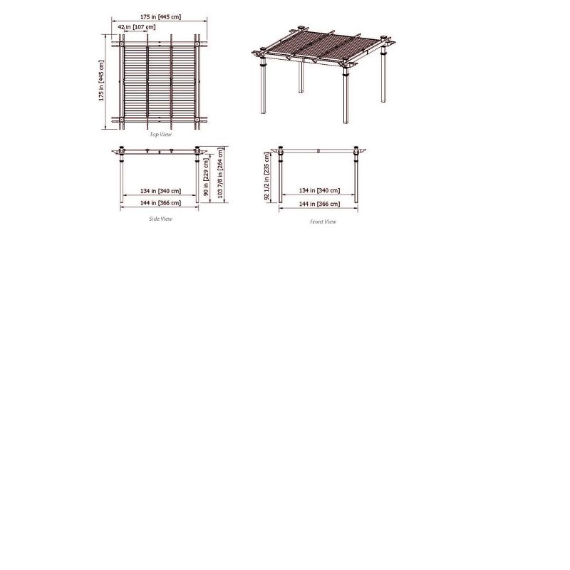 8.6' Camelot Louvered Pergola - Vita