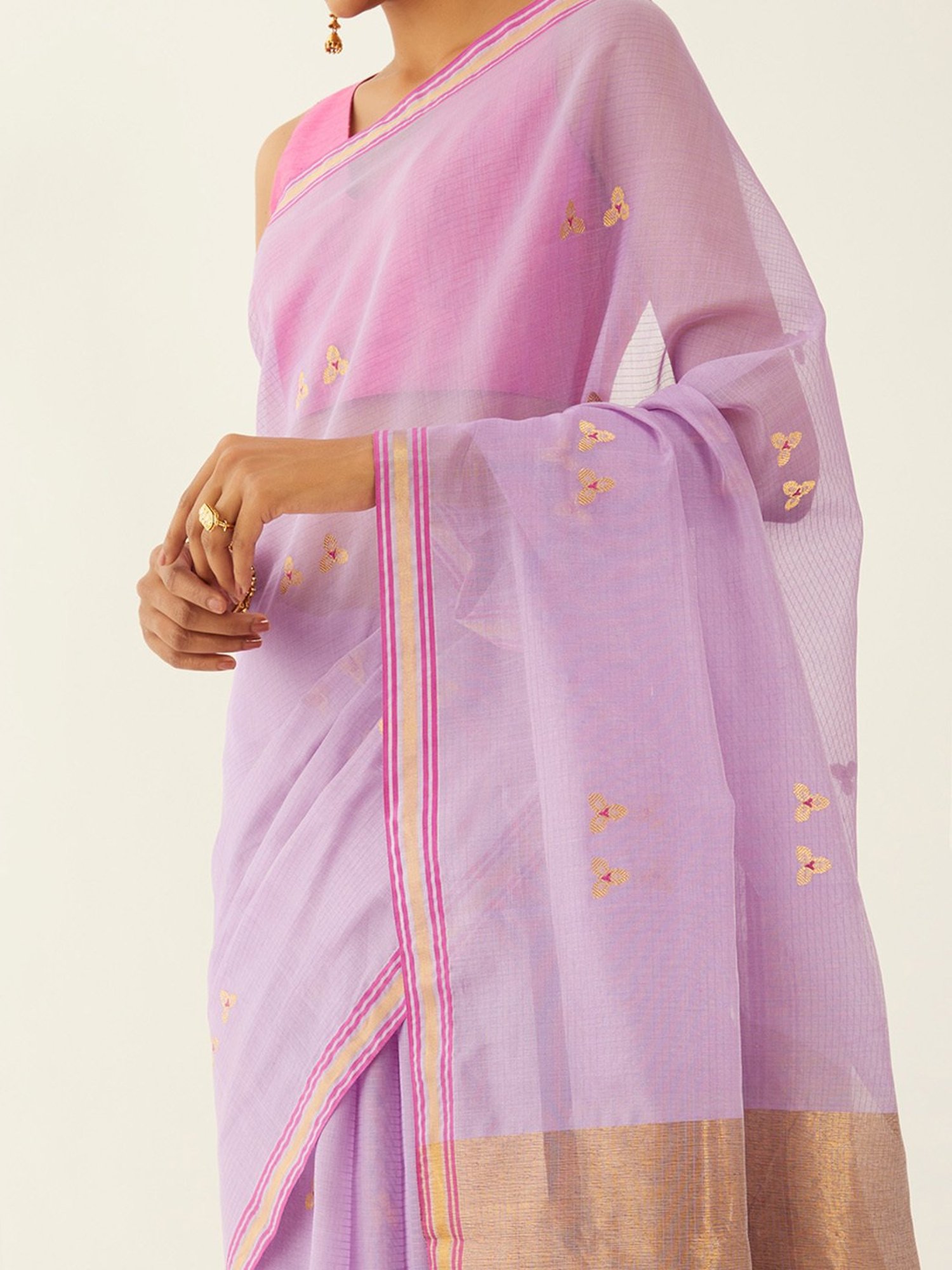 Taneira Purple Woven Chanderi Saree With Unstitched Blouse