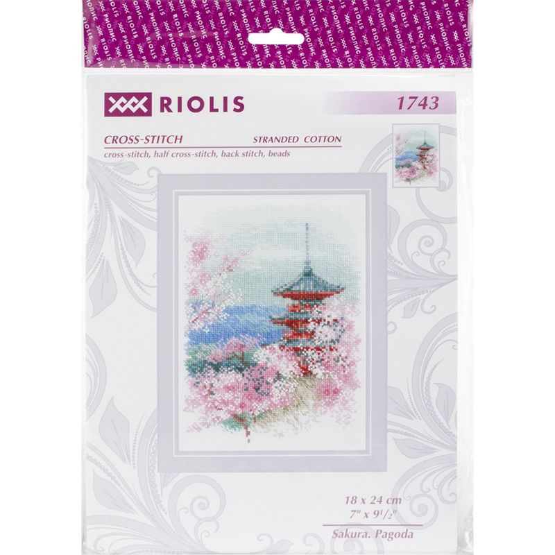 RIOLIS Counted Cross Stitch Kit 7"X9.5"-Sakura Pagoda (14 Count)