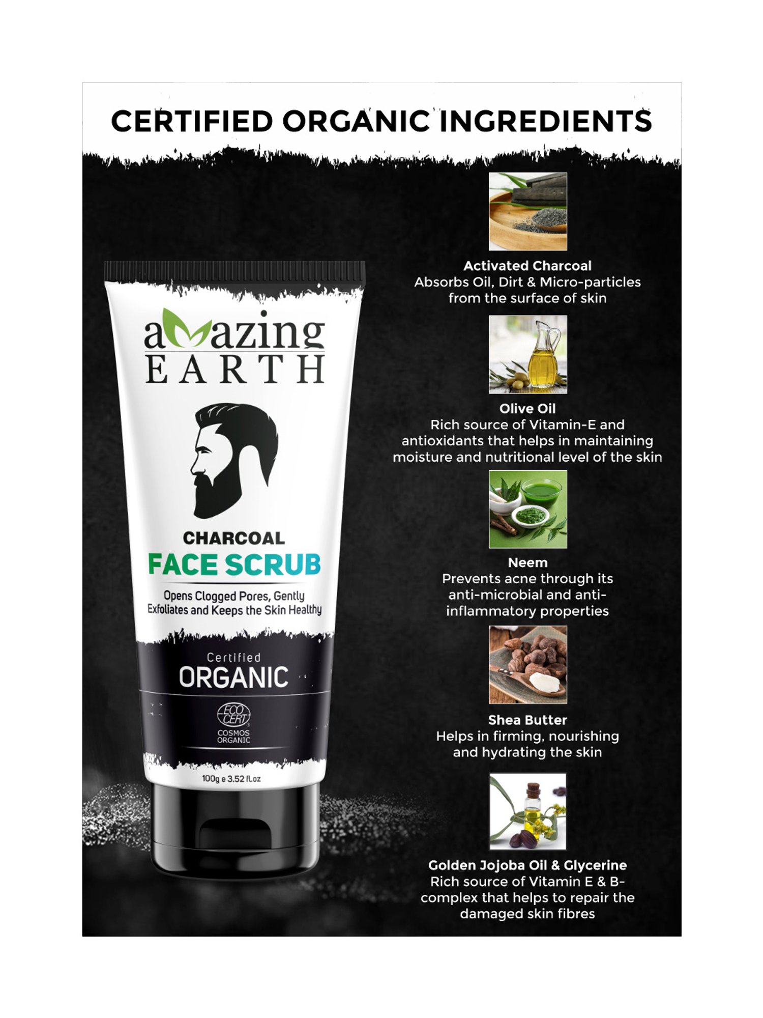 Amazing Earth Charcoal Face Scrub - 100 gm